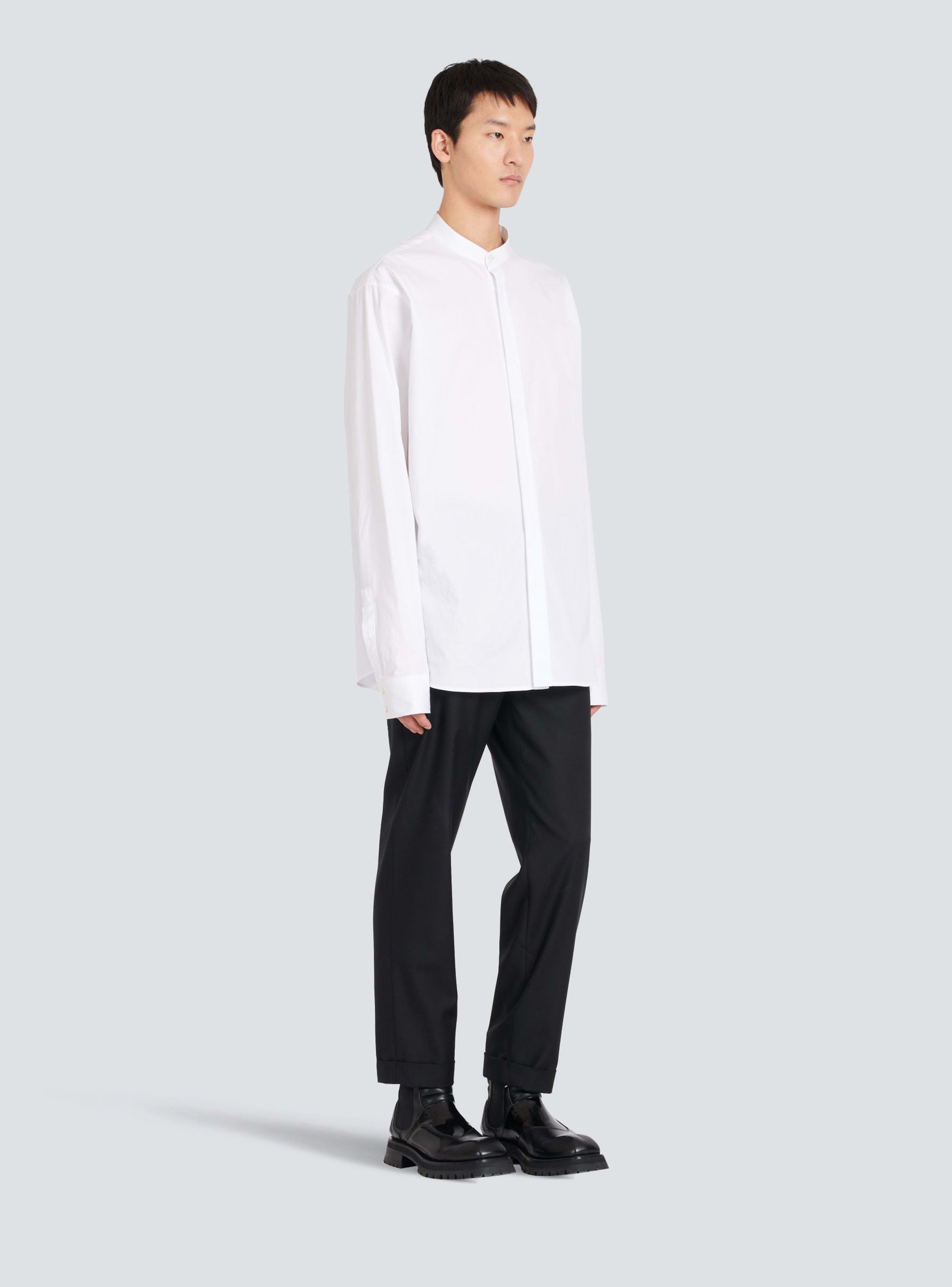 BALMAIN MEN'S MAO COLLAR COTTON SHIRT NWT