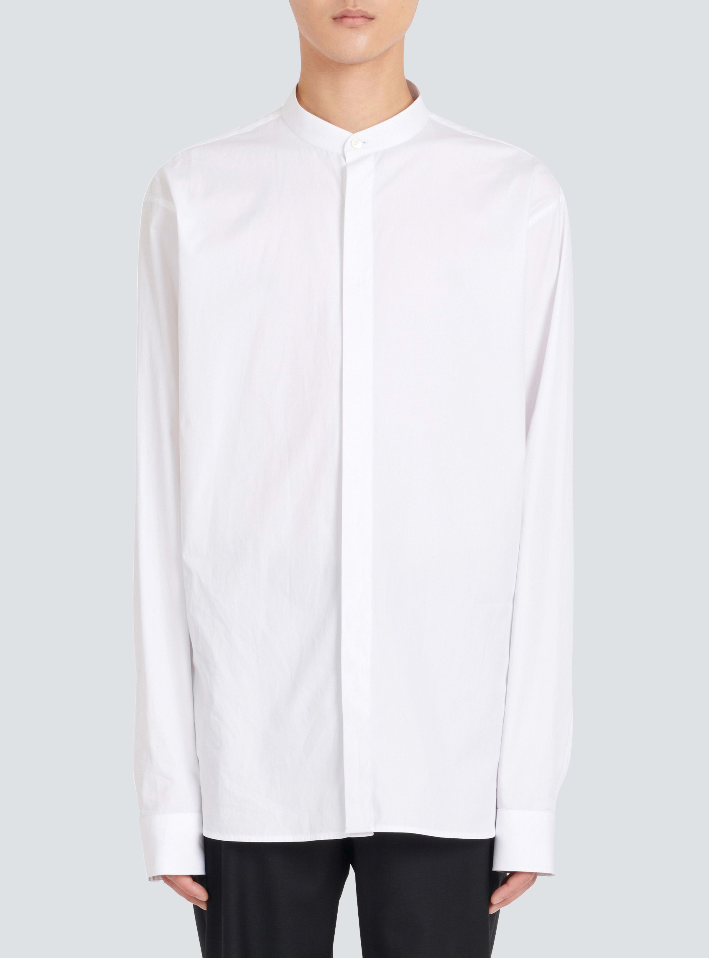 BALMAIN MEN'S MAO COLLAR COTTON SHIRT NWT