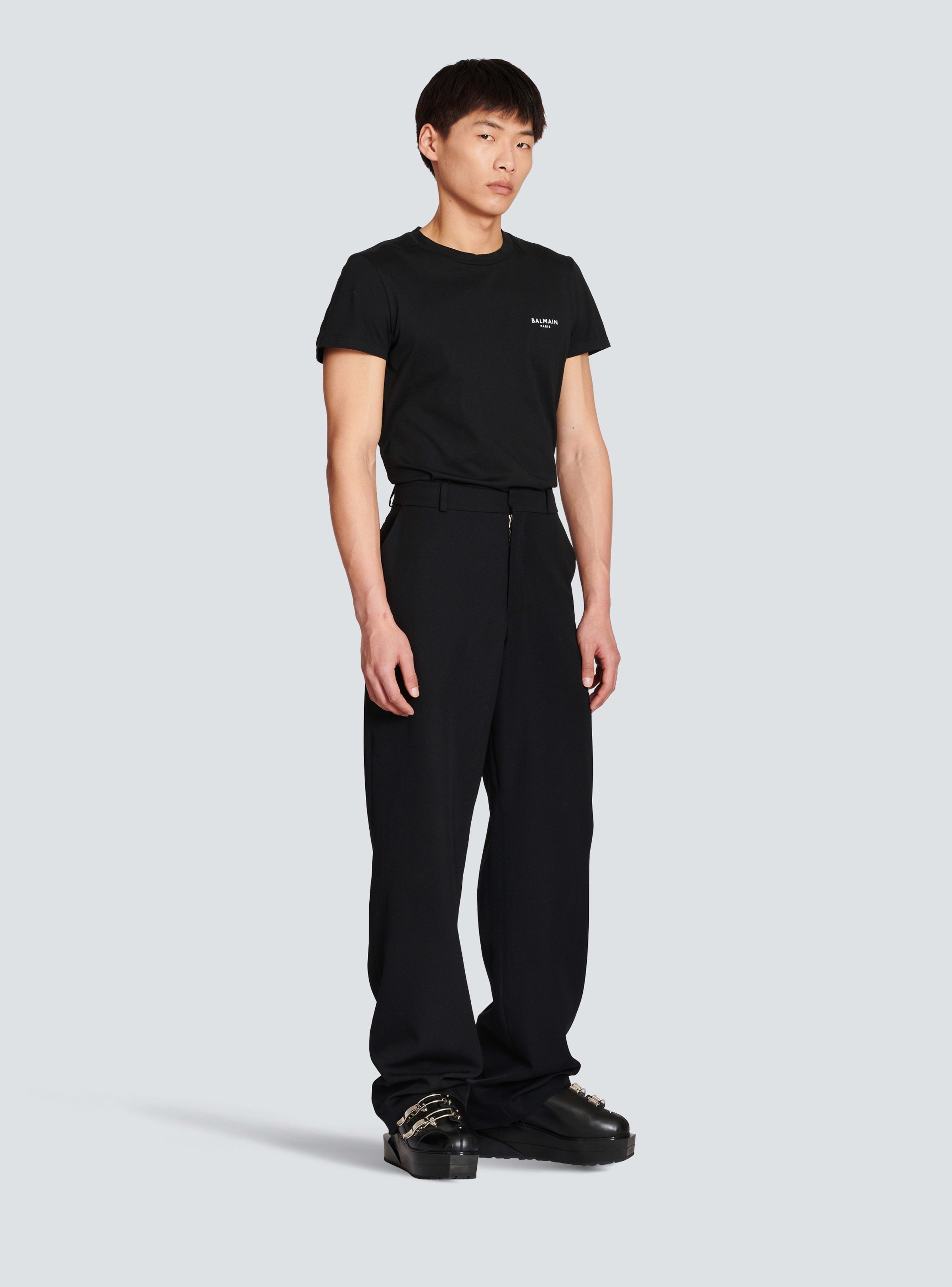 BALMAIN MEN'S BLACK LOOSE TAILORED TROUSERS