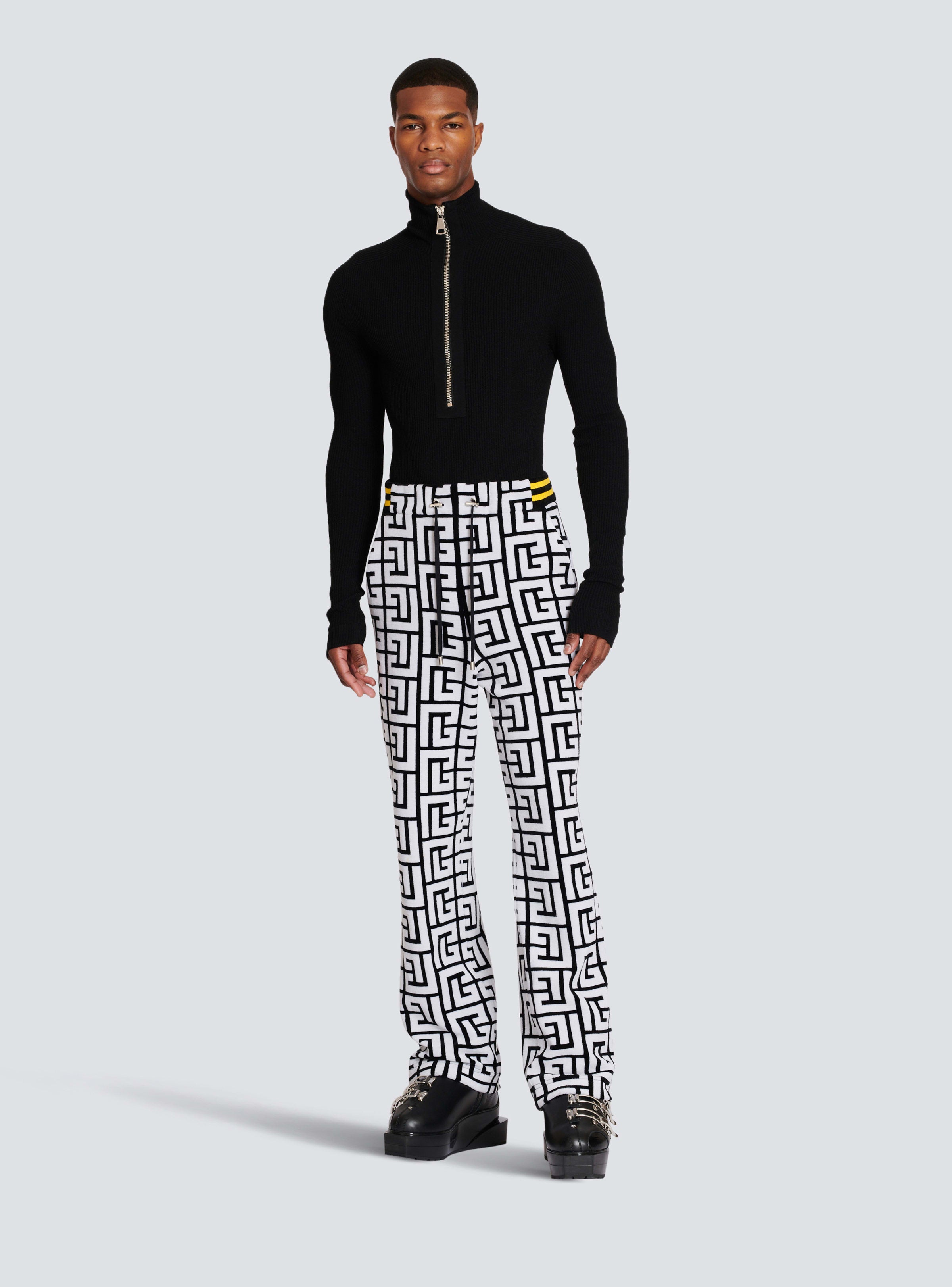 BALMAIN MEN'S MAXI MONOGRAM VELVET PYJAMA PANTS NWT