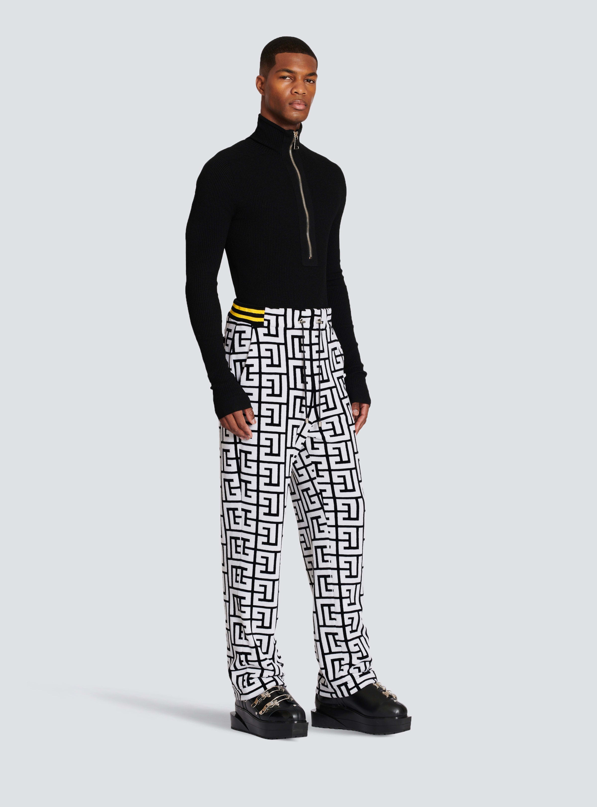BALMAIN MEN'S MAXI MONOGRAM VELVET PYJAMA PANTS NWT
