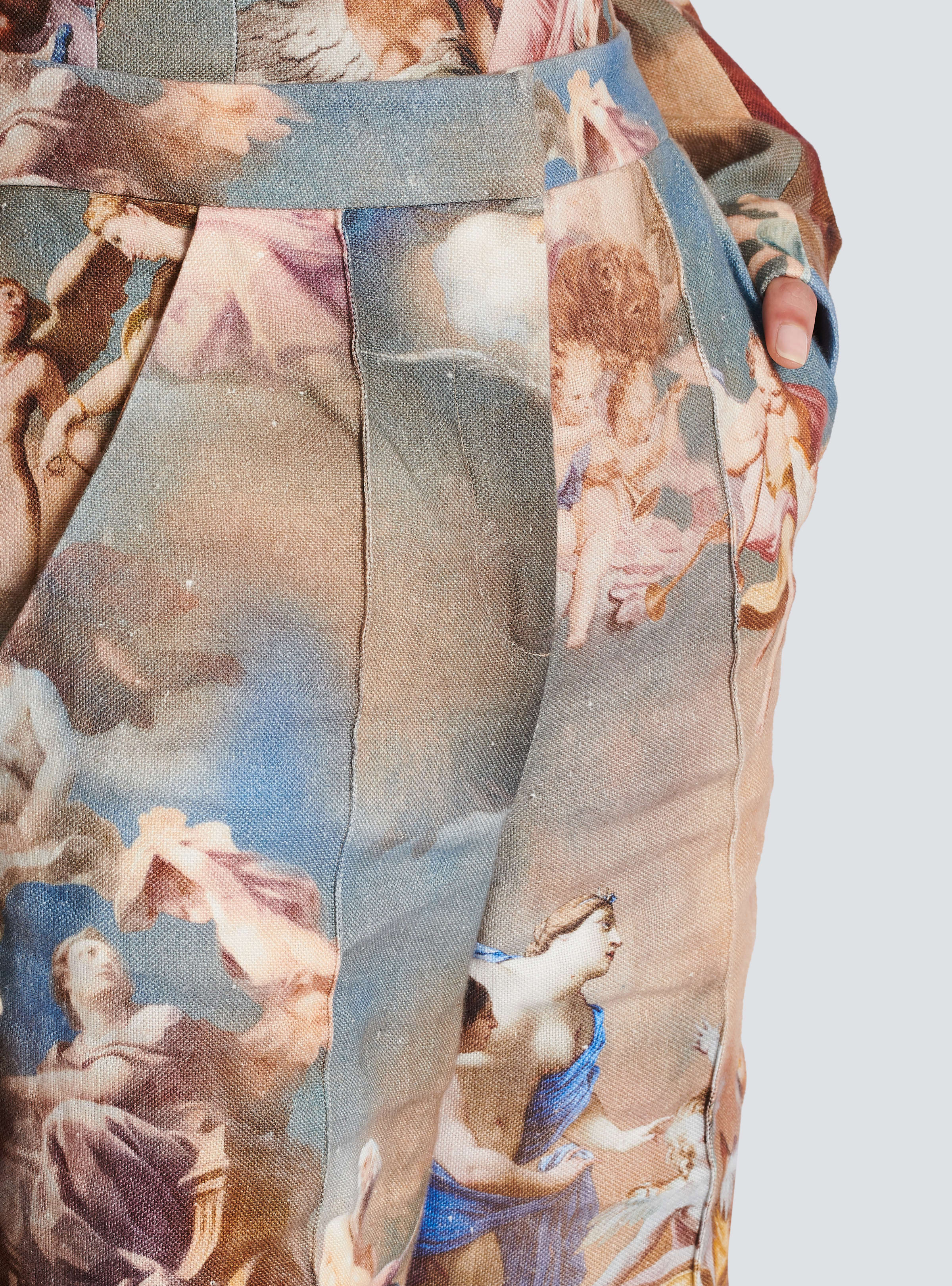 BALMAIN WOMEN'S SKY PRINTED CANVAS BERMUDA PANTS NWT
