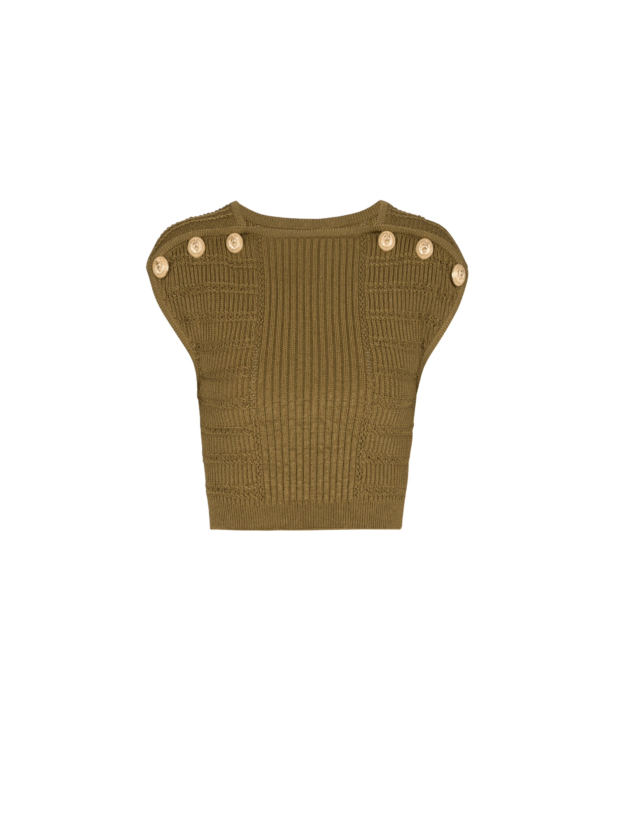 BALMAIN WOMEN'S 6 BTN KNIT CROPPED TOP NWT