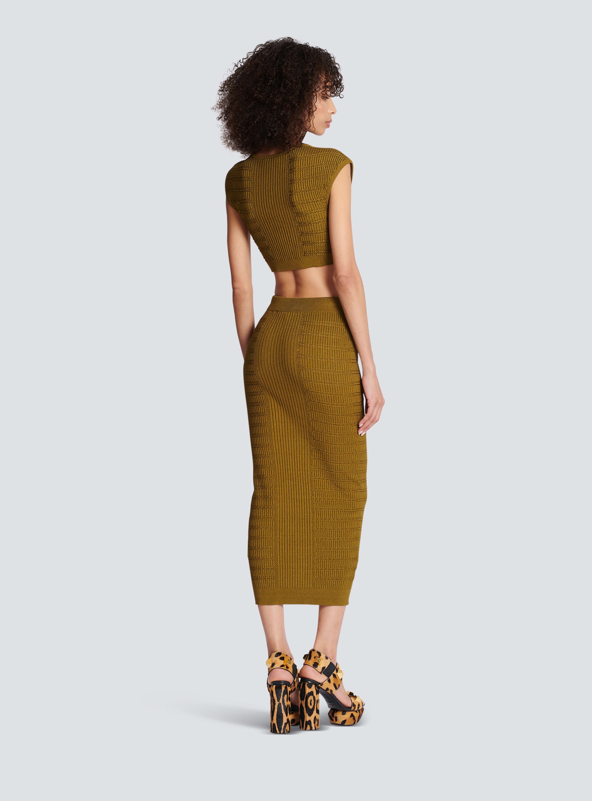 BALMAIN WOMEN'S 6 BTN KNIT CROPPED TOP NWT