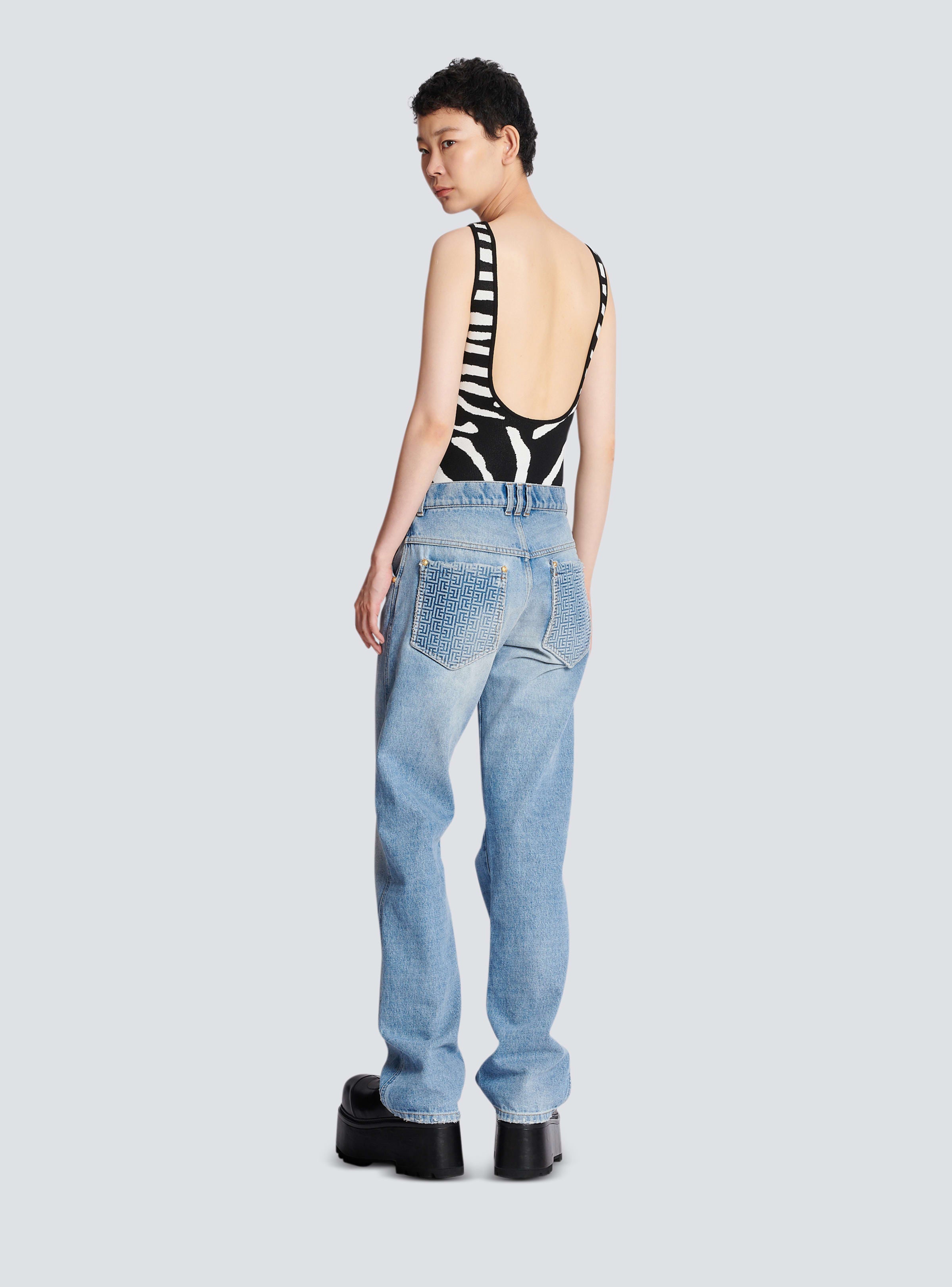 BALMAIN WOMEN'S ZEBRA JACQUARD KNIT BODY NWT