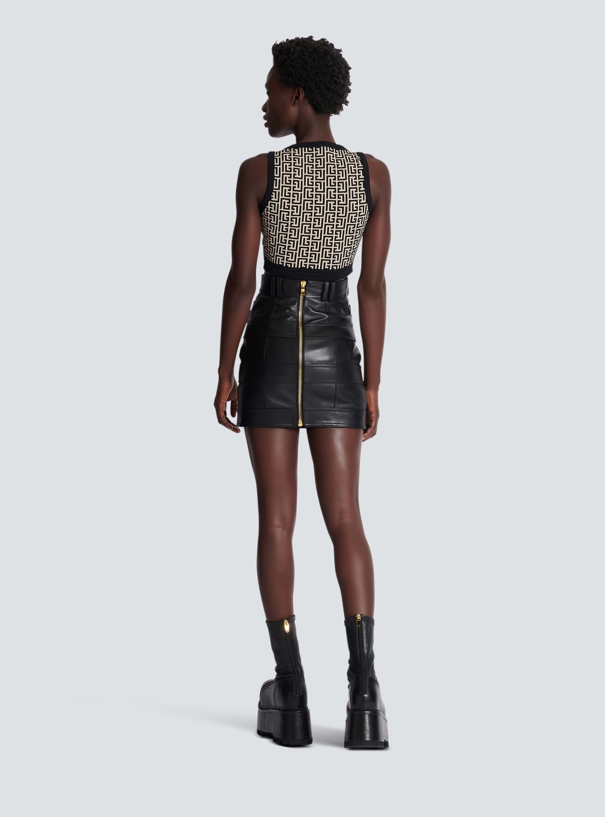 BALMAIN WOMEN'S HW LEATHER BUTTONED SHORT SKIRT NWT