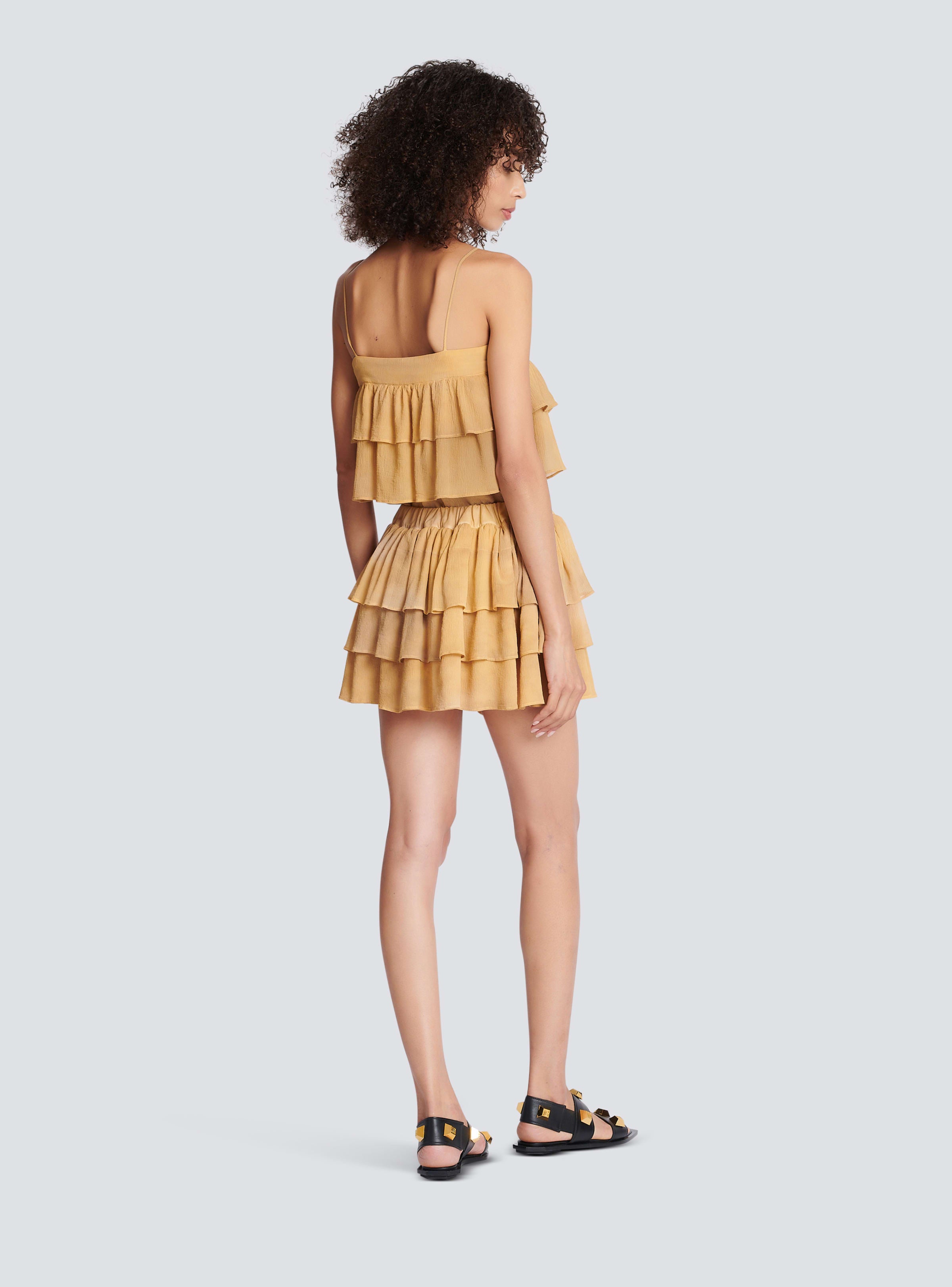 BALMAIN WOMEN'S LW TIE & DYE RUFFLES SHORT SKIRT NWT