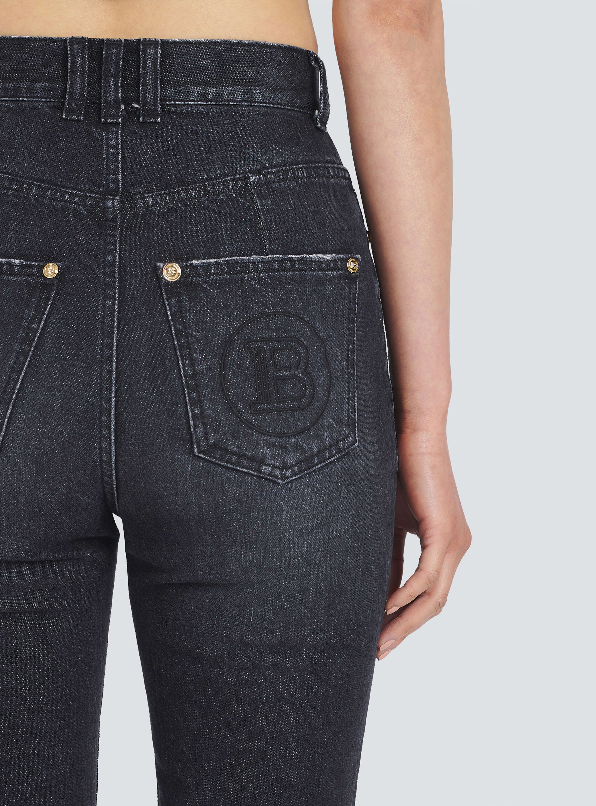 BALMAIN WOMEN'S HIGH WAIST BOOTCUT JEANS W/ MONOGRAM NWT