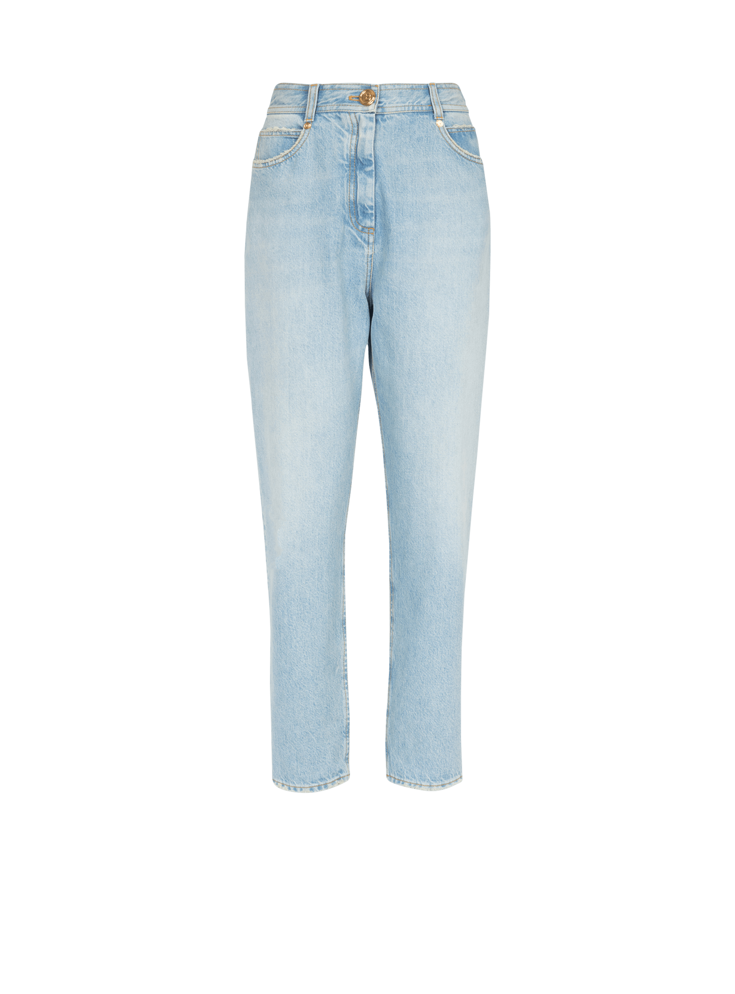 BALMAIN WOMEN'S LOW-RISE BOYFRIEND JEANS W/ MONOGRAM NWT