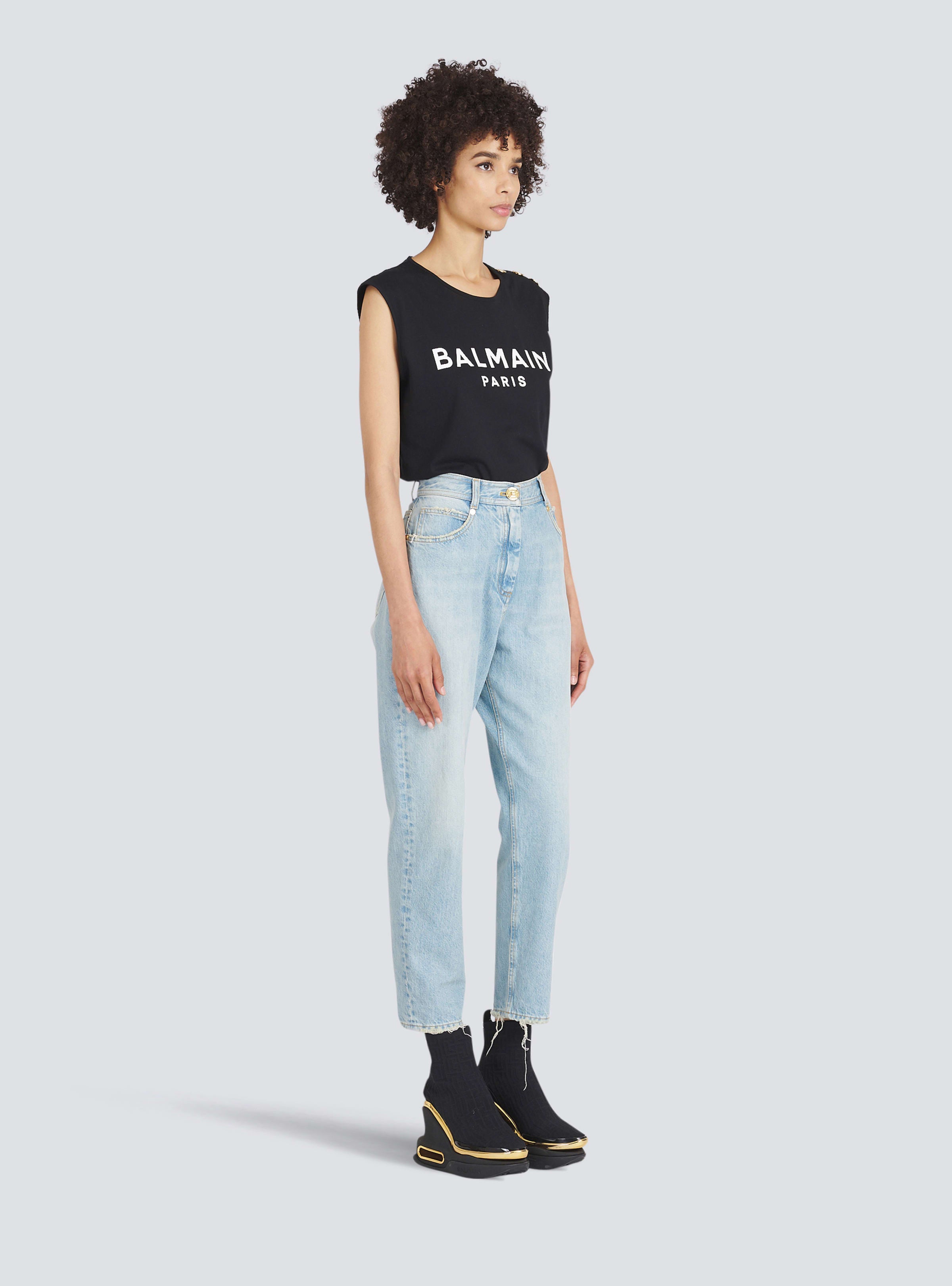 BALMAIN WOMEN'S LOW-RISE BOYFRIEND JEANS W/ MONOGRAM NWT