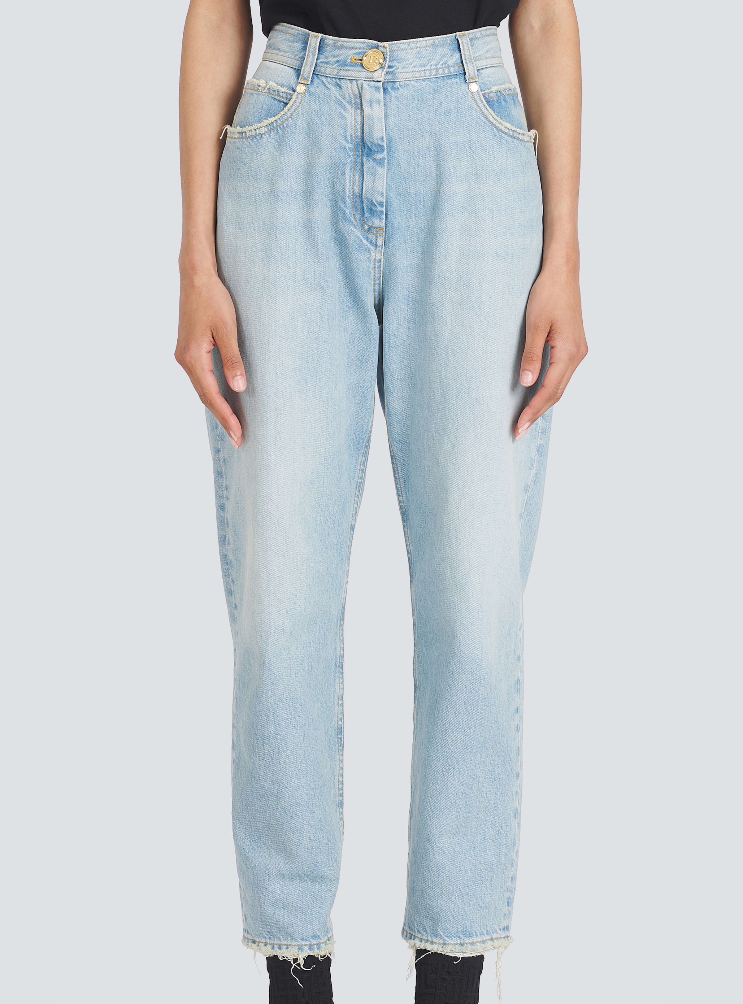 BALMAIN WOMEN'S LOW-RISE BOYFRIEND JEANS W/ MONOGRAM NWT