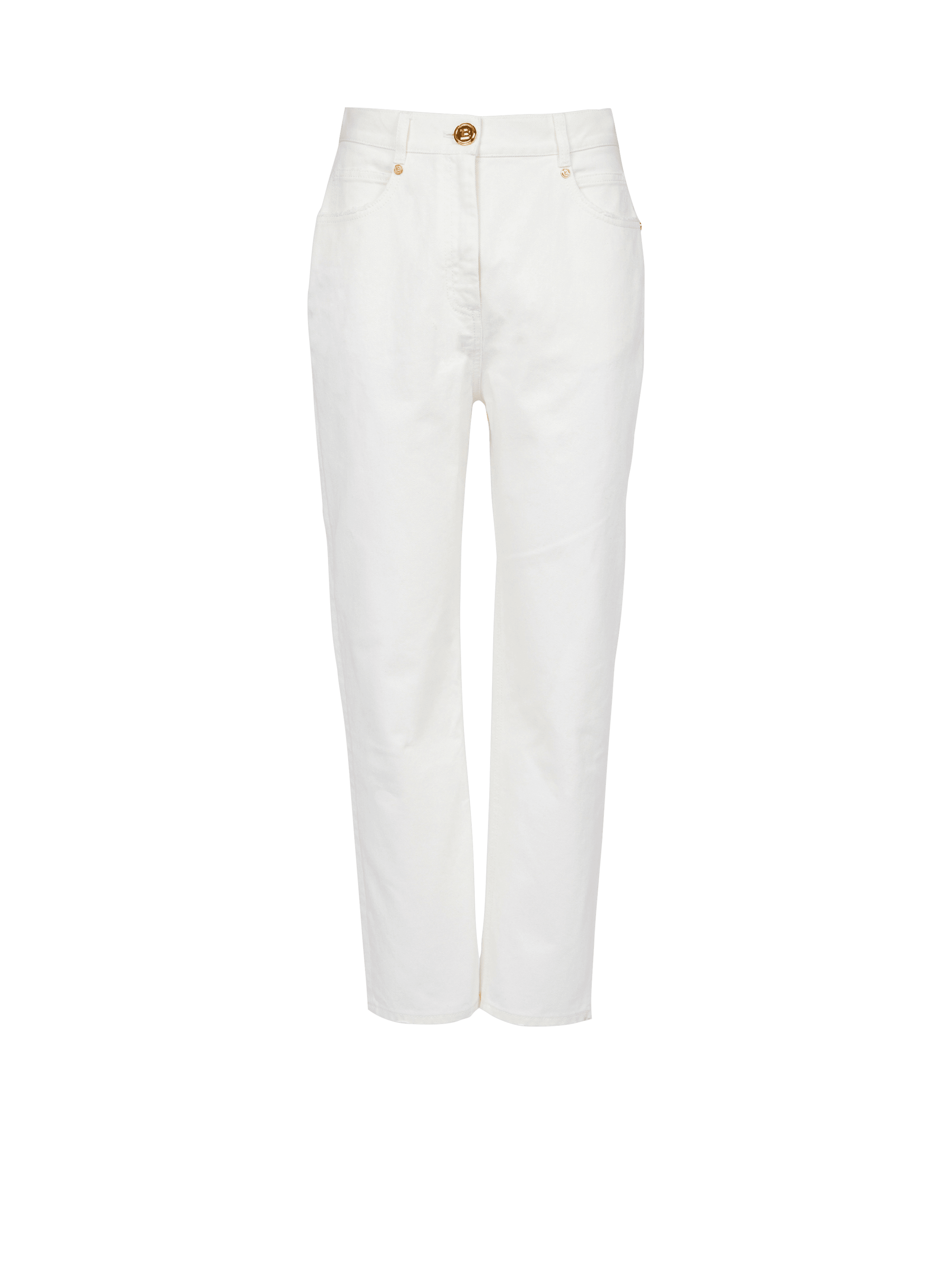 BALMAIN WOMEN'S LOW-RISE BOYFRIEND JEANS W/ MONOGRAM NWT