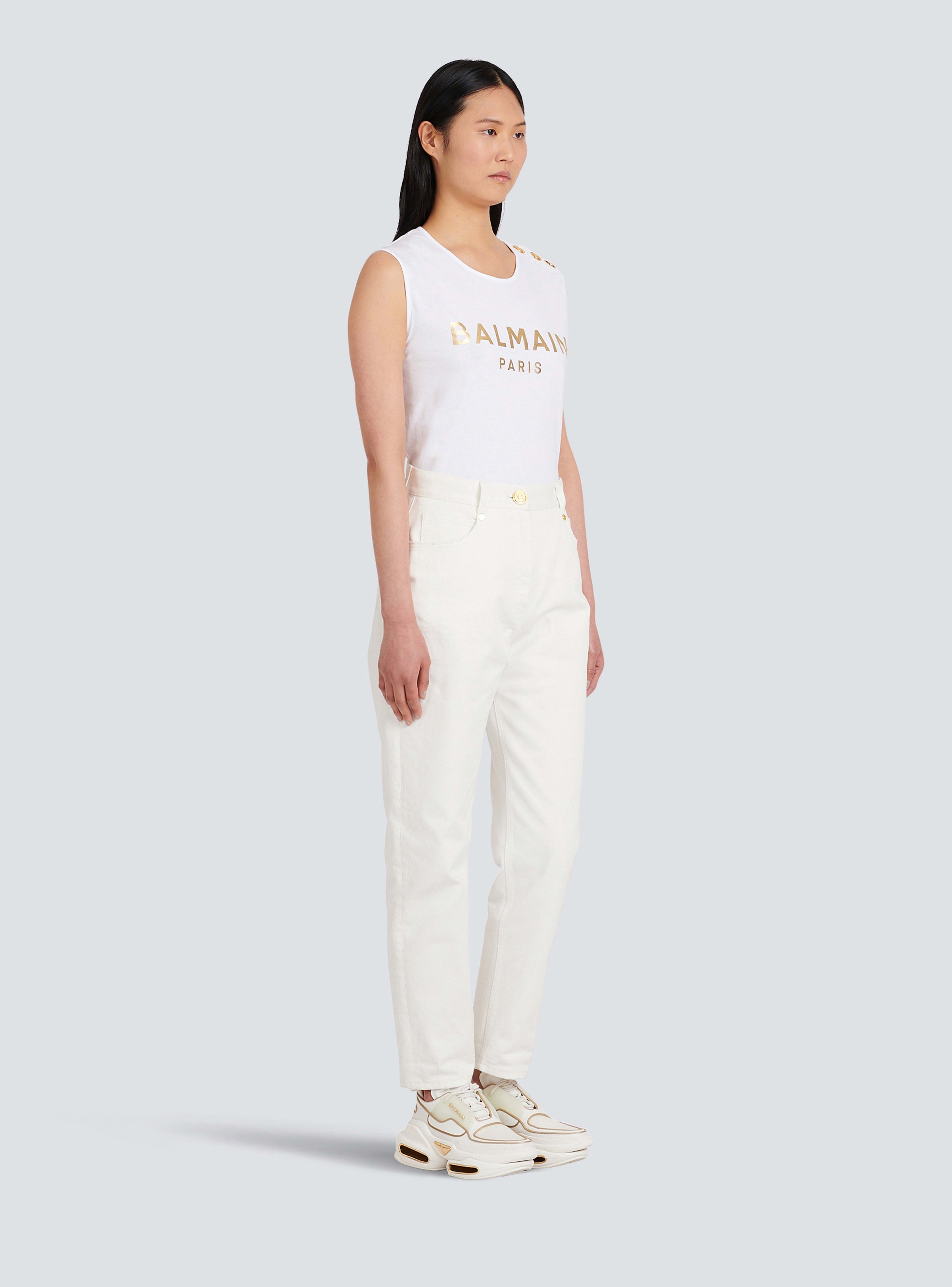 BALMAIN WOMEN'S LOW-RISE BOYFRIEND JEANS W/ MONOGRAM NWT