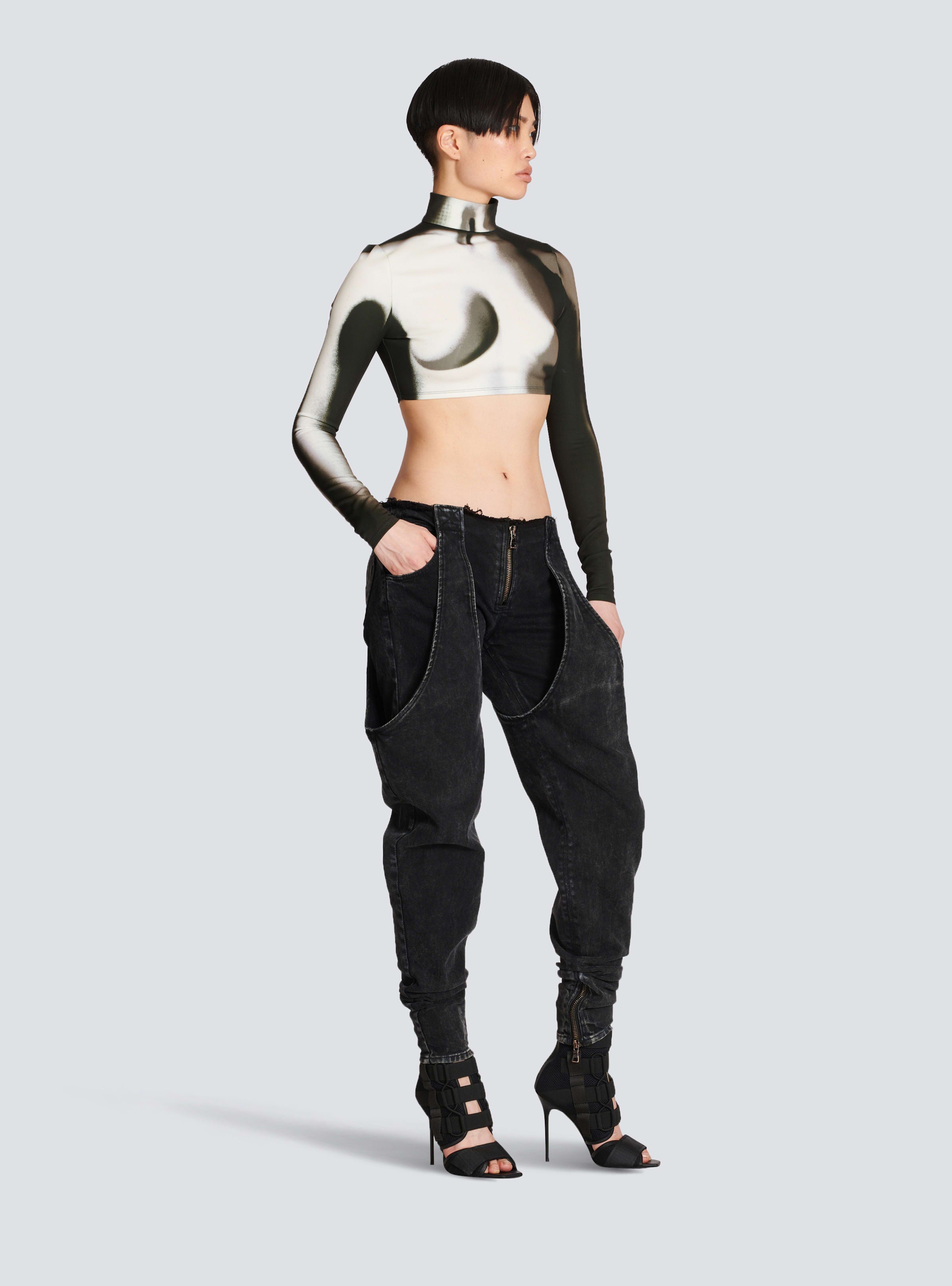 BALMAIN WOMEN'S GARTER CUT ACID WASH JEANS NWT