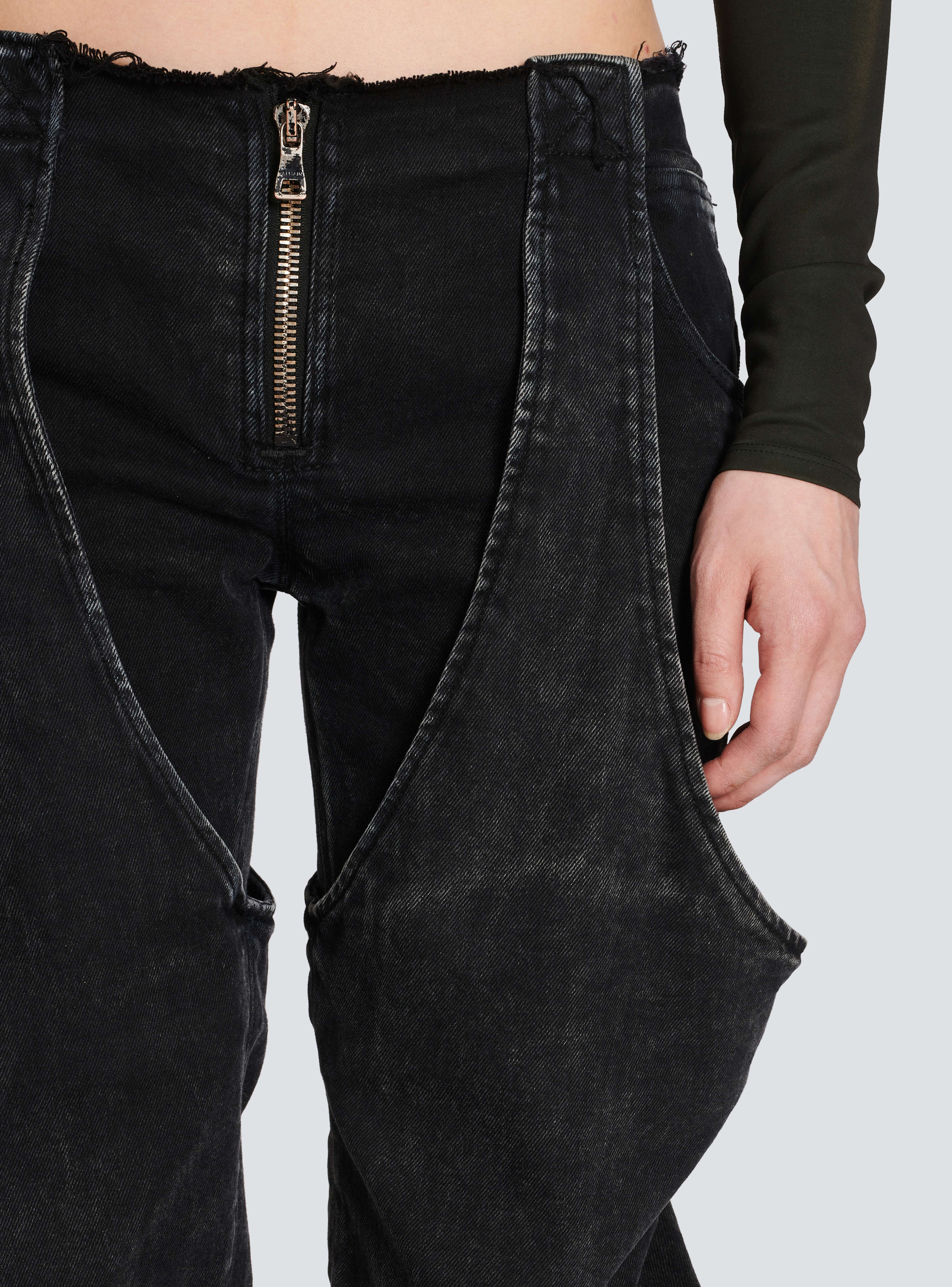 BALMAIN WOMEN'S GARTER CUT ACID WASH JEANS NWT