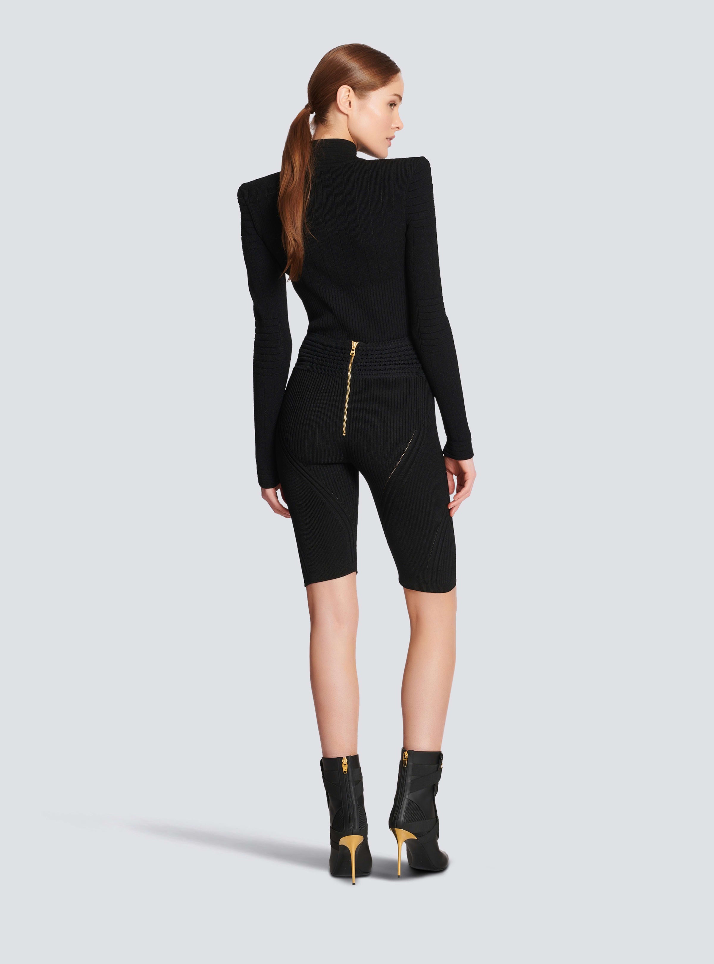 BALMAIN WOMEN'S HW RIBBED KNIT CYCLIST SHORTS NWT