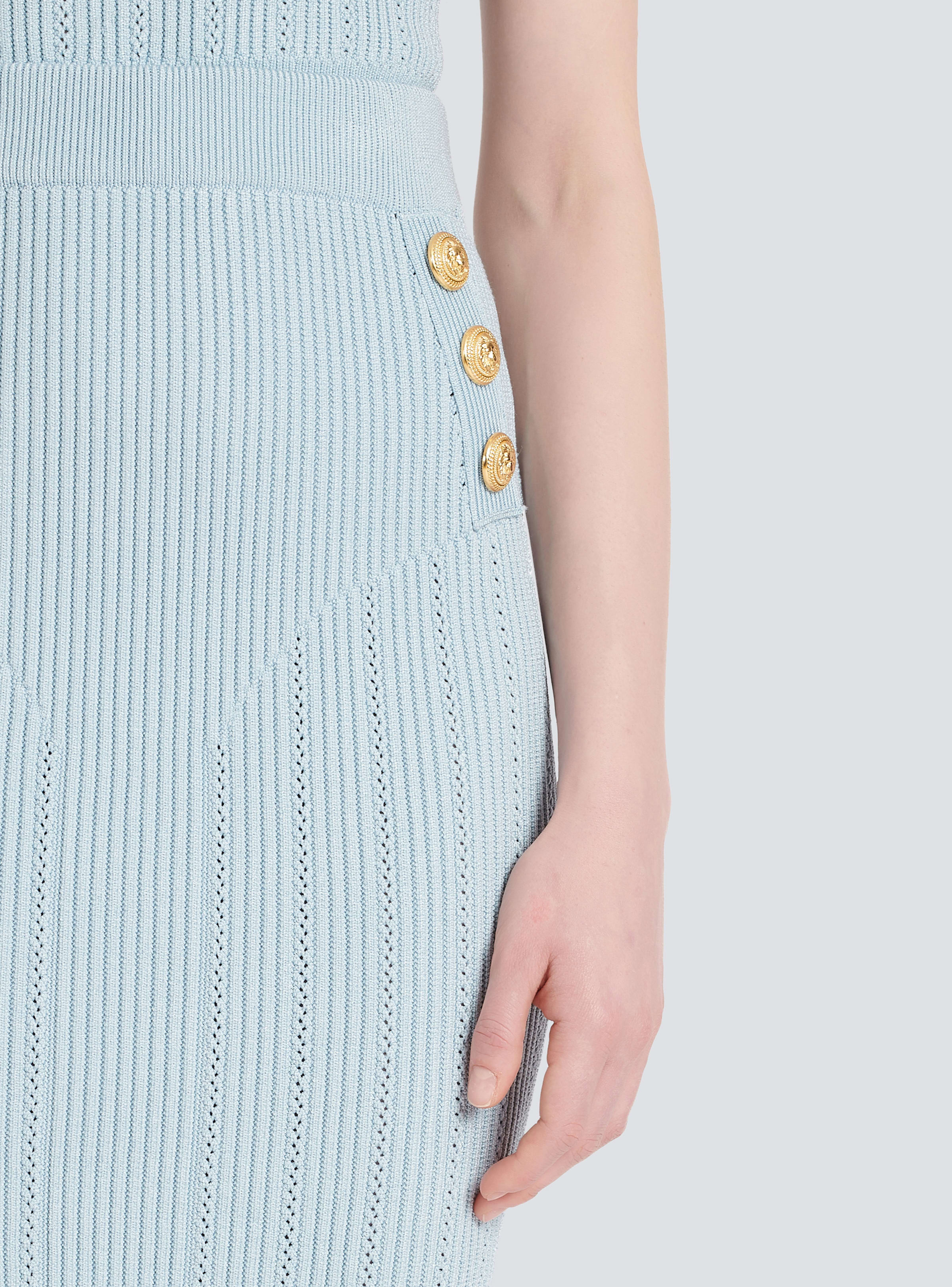 BALMAIN WOMEN'S HW 6BTN KNIT KNEE-LENGTH SKIRT NWT