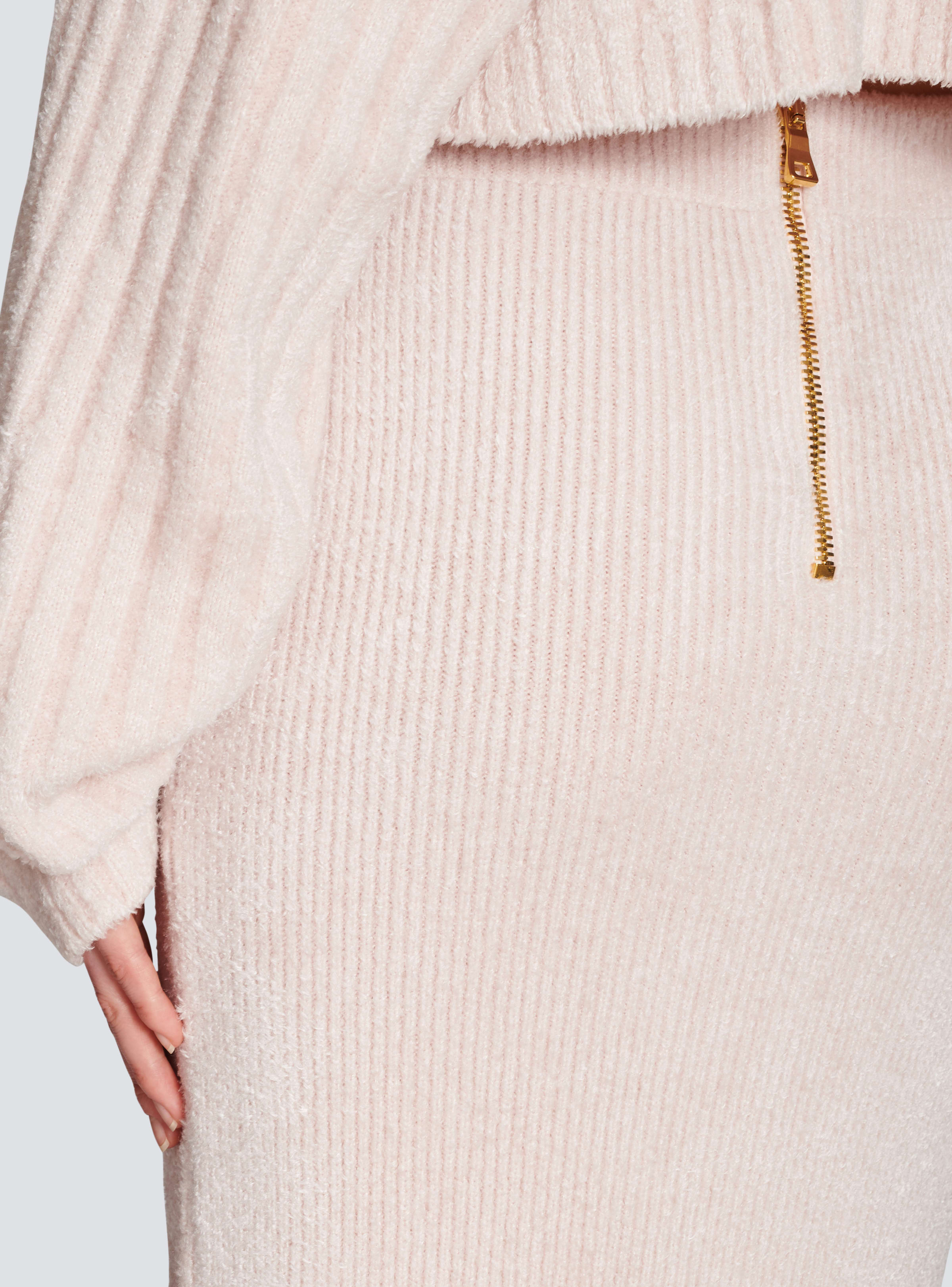 BALMAIN WOMEN'S HW 6 BTN RIBBED VELVET MIDI SKIRT NWT