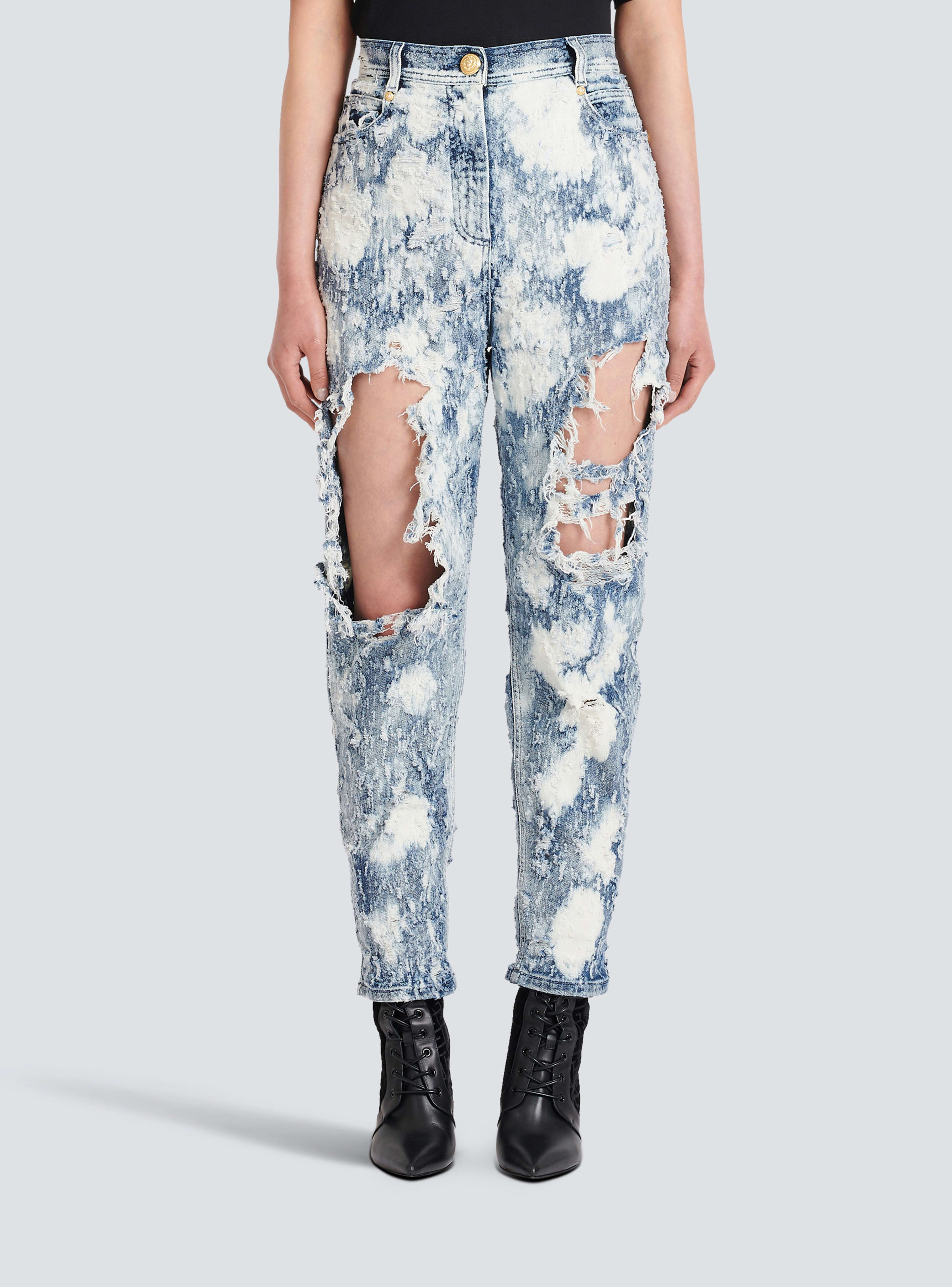 BALMAIN WOMEN'S BLEACHED & DESTROY BOYFRIEND JEANS NWT