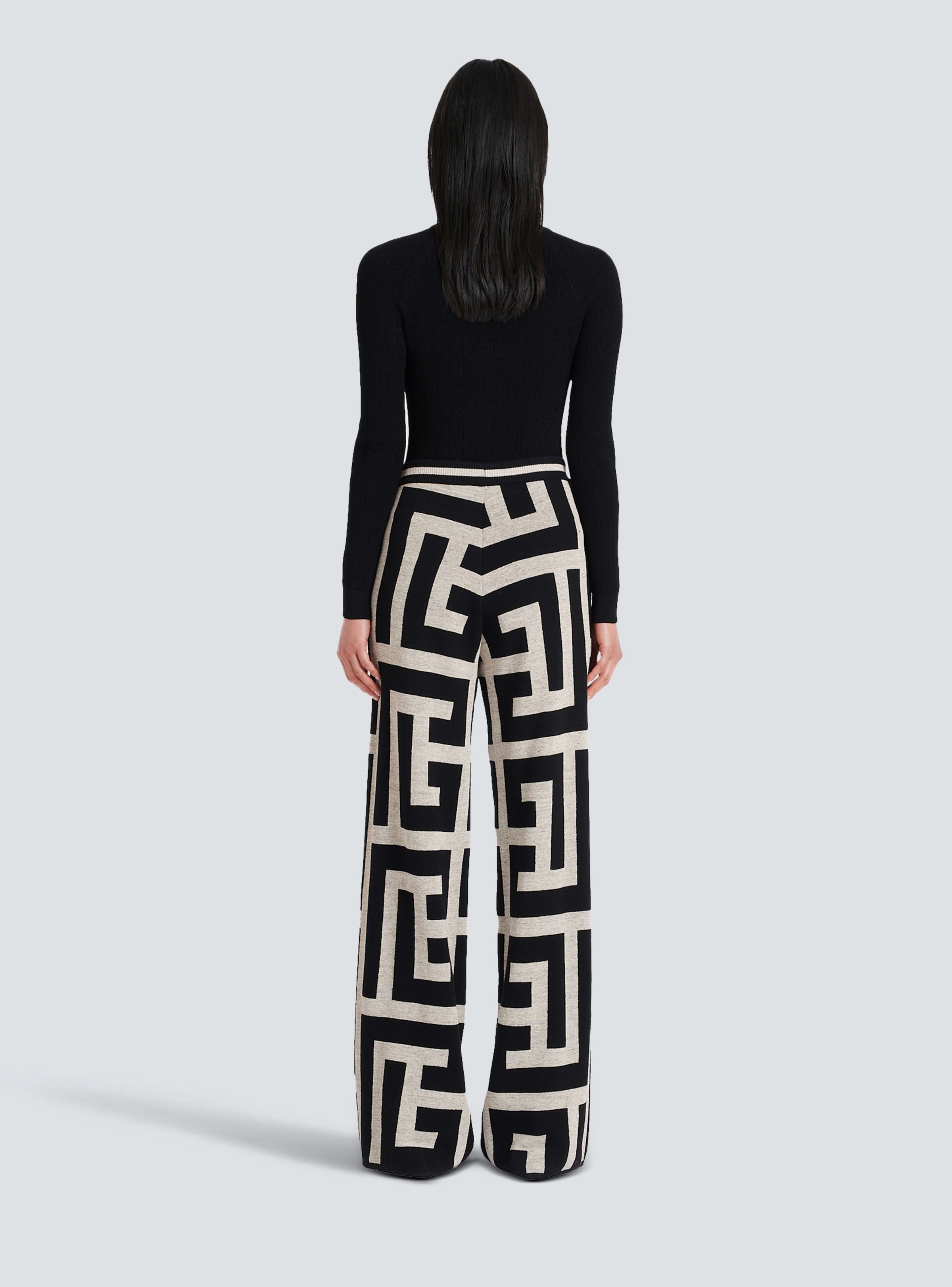 BALMAIN WOMEN'S MEGA MONOGRAM KNIT LARGE PANTS NWT