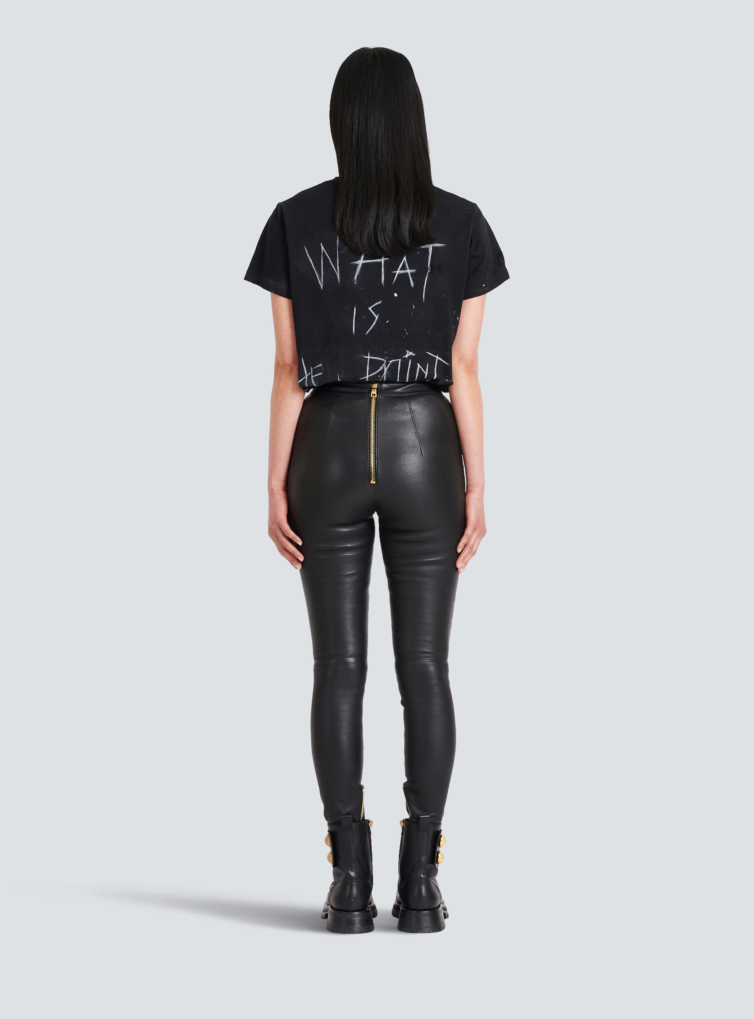 BALMAIN WOMEN'S HW 6 BTN LEATHER SKINNY PANTS NWT