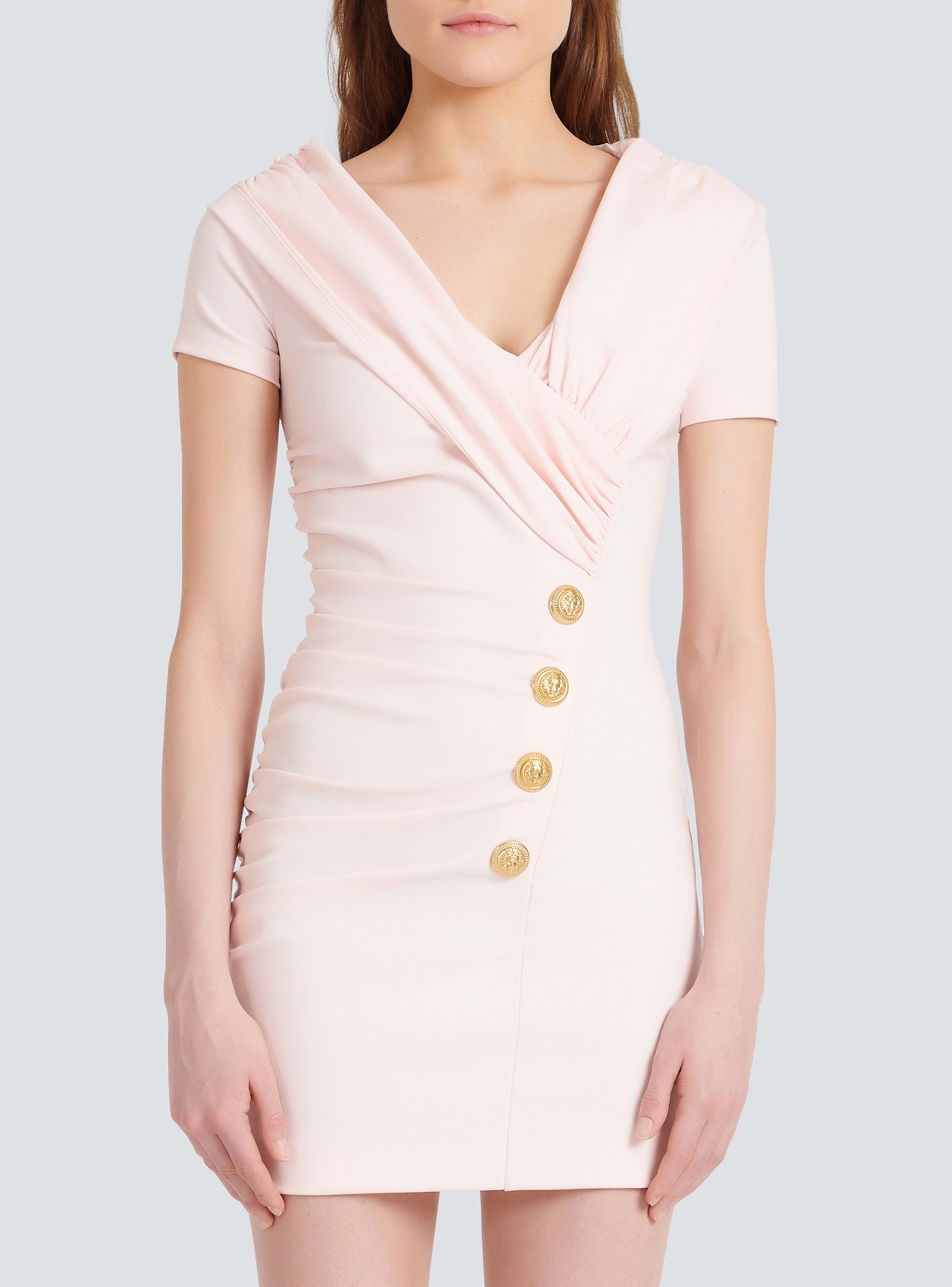 BALMAIN WOMEN'S 4BTN ASYMETRIC OFF SHOULDER JERSEY DRESS NWT
