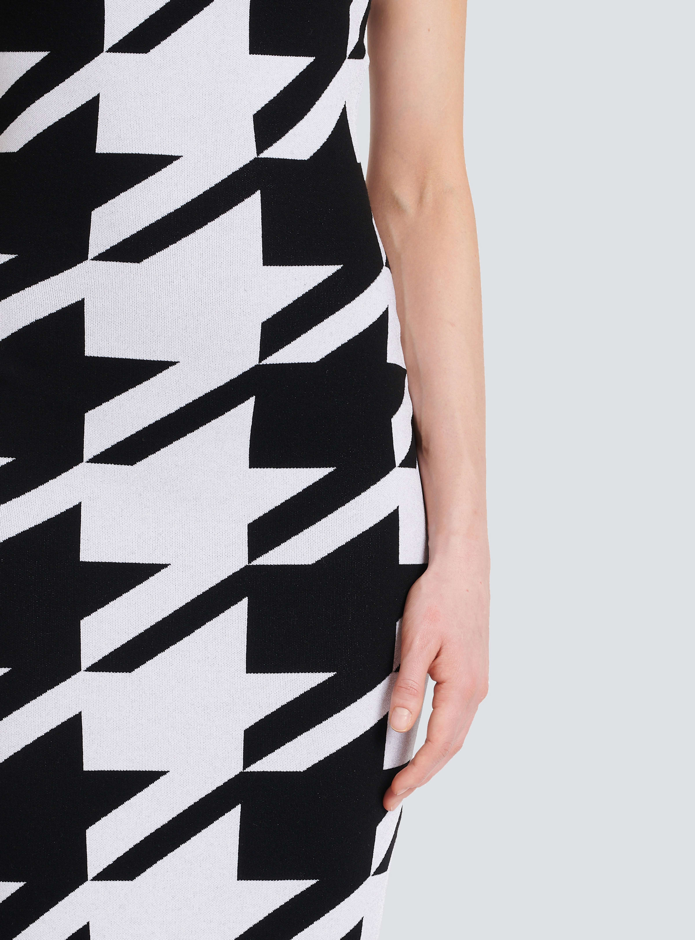BALMAIN WOMEN'S SLEEVELESS HOUNDSTOOTH KNIT MIDI DRESS NWT