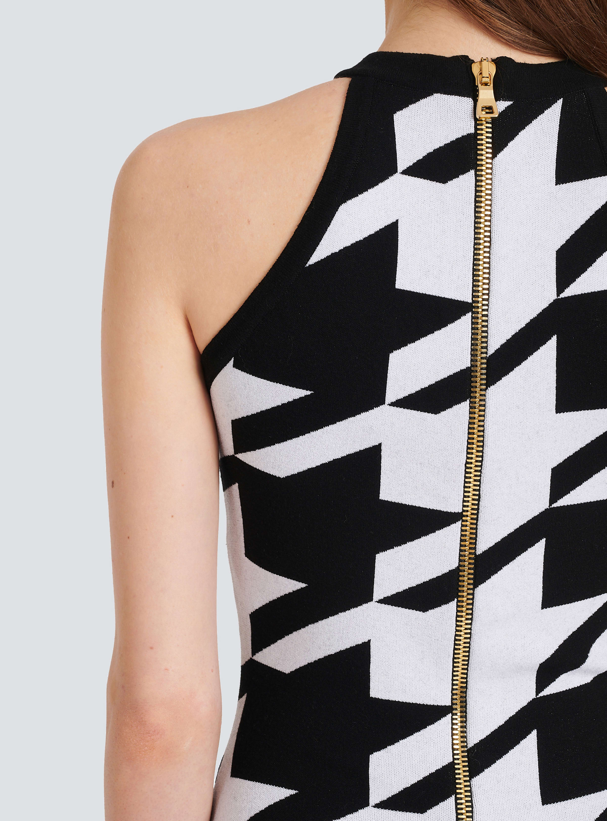 BALMAIN WOMEN'S SLEEVELESS HOUNDSTOOTH KNIT MIDI DRESS NWT