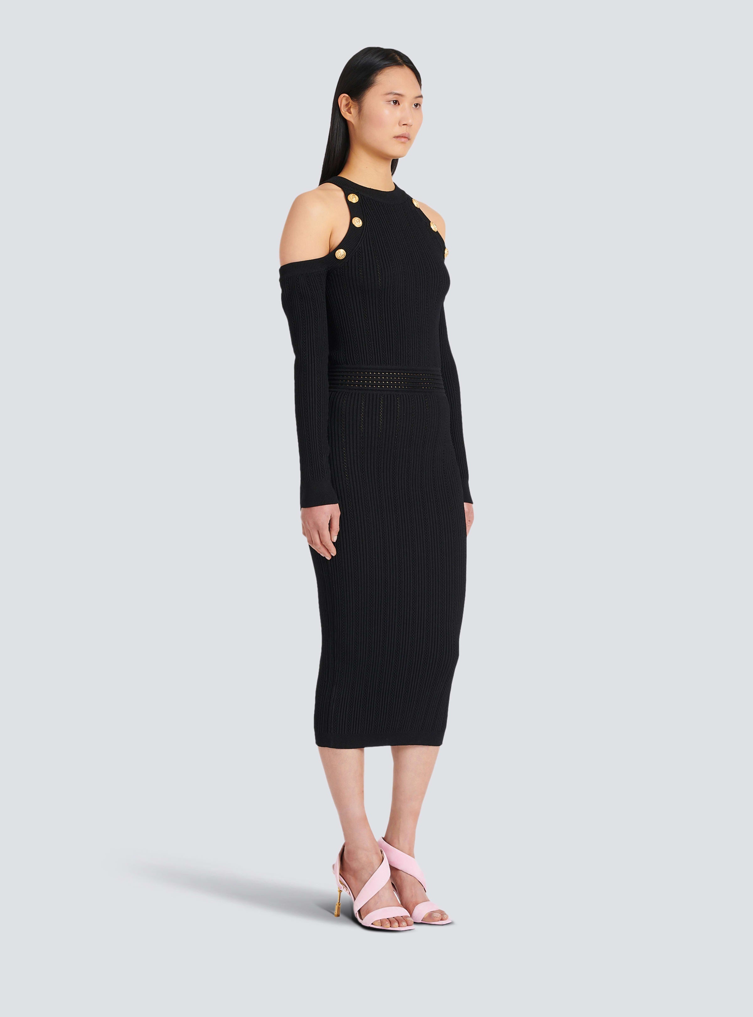 BALMAIN WOMEN'S LS OFF SHOULDER KNIT MIDI DRESS NWT