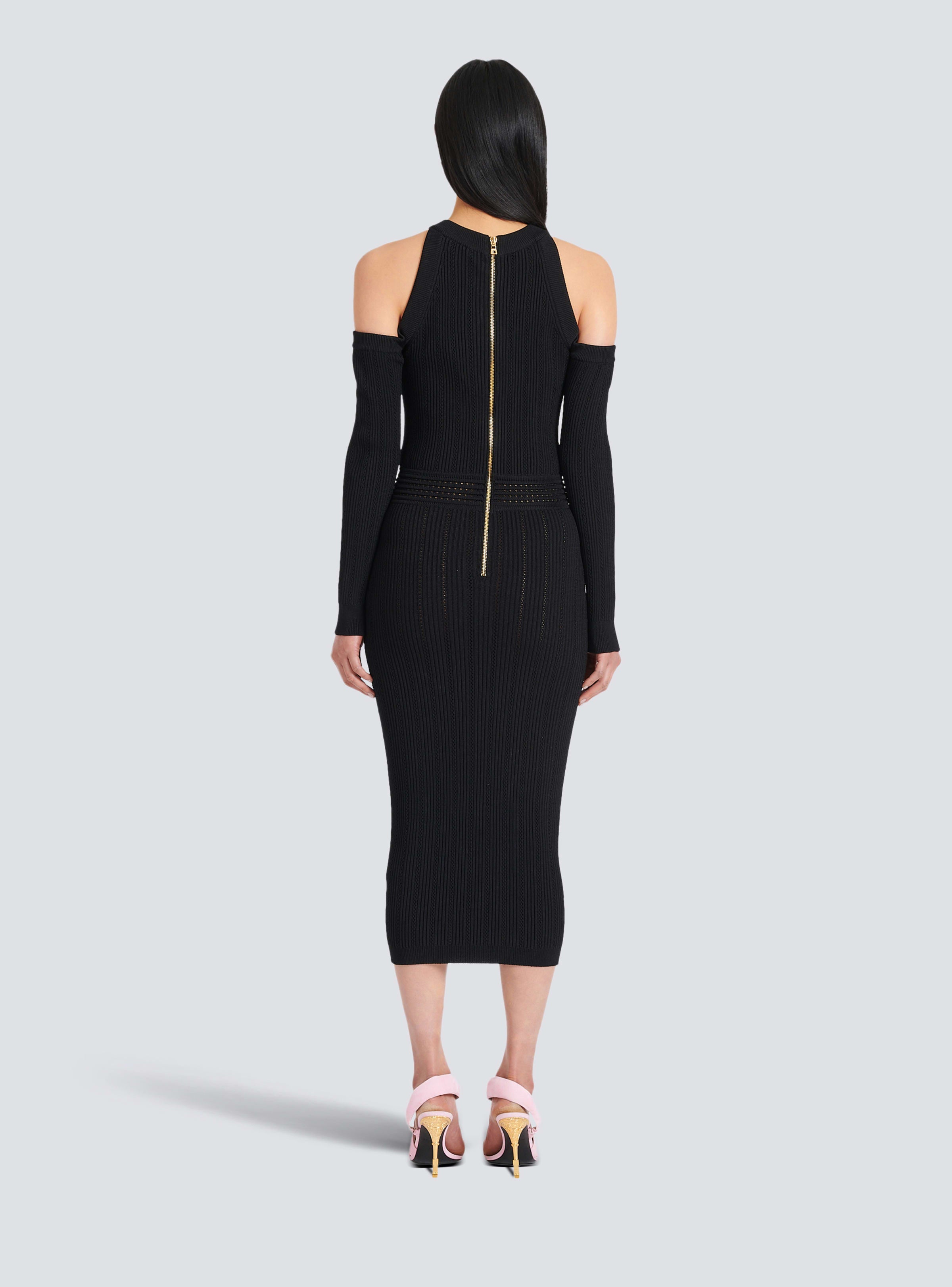BALMAIN WOMEN'S LS OFF SHOULDER KNIT MIDI DRESS NWT