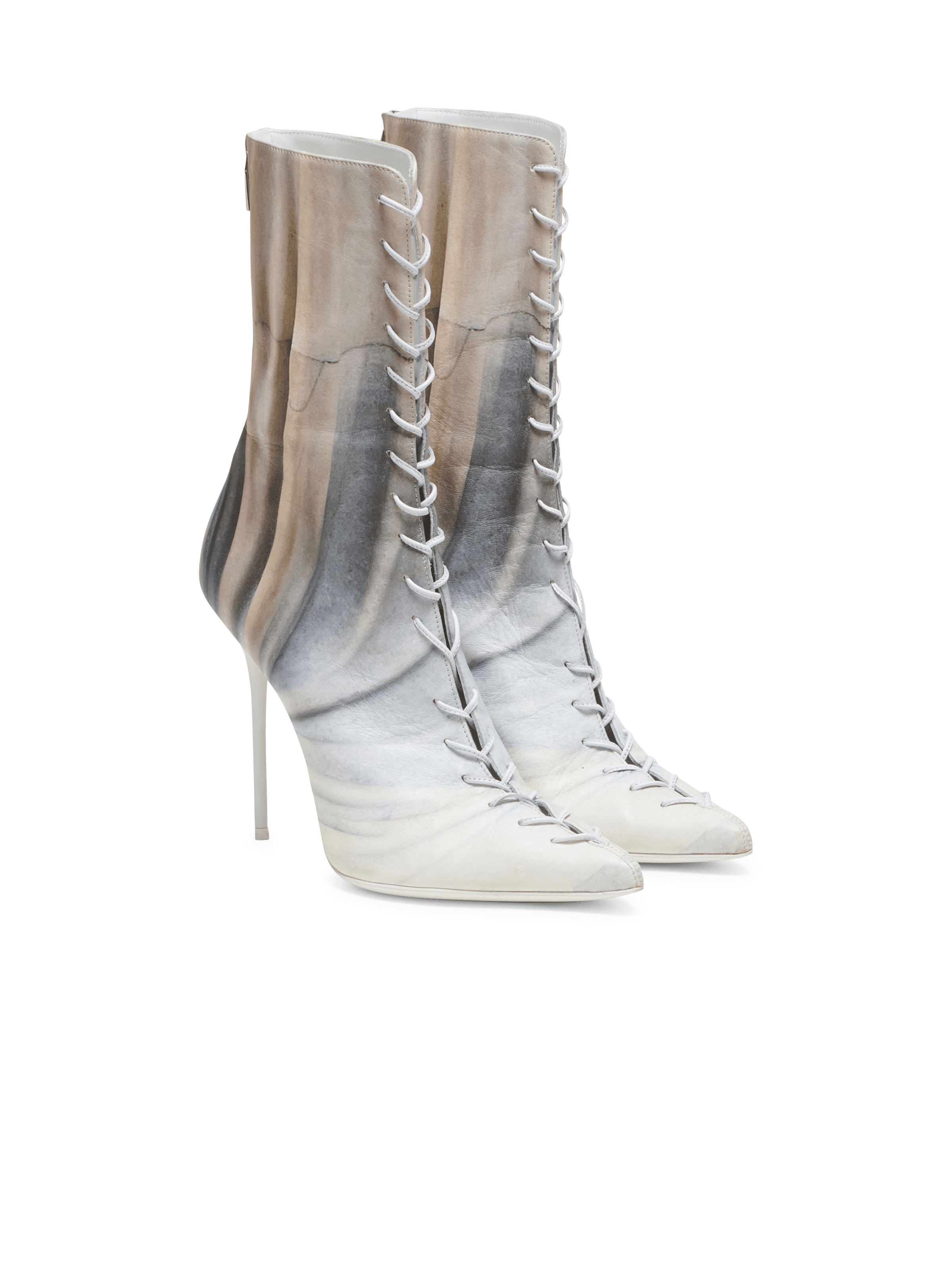 BALMAIN WOMEN'S ANKLE BOOT URIA-CALFSKIN SCULPTURE PRINT NWT