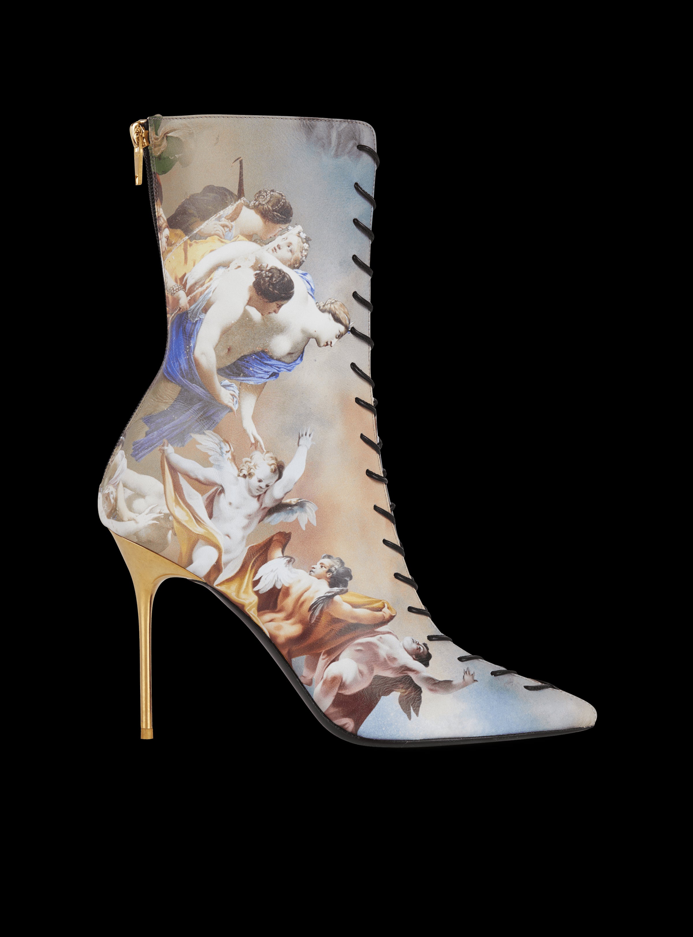 BALMAIN WOMEN'S SANDAL URIA-CALFSKIN SKY PRINT NWT