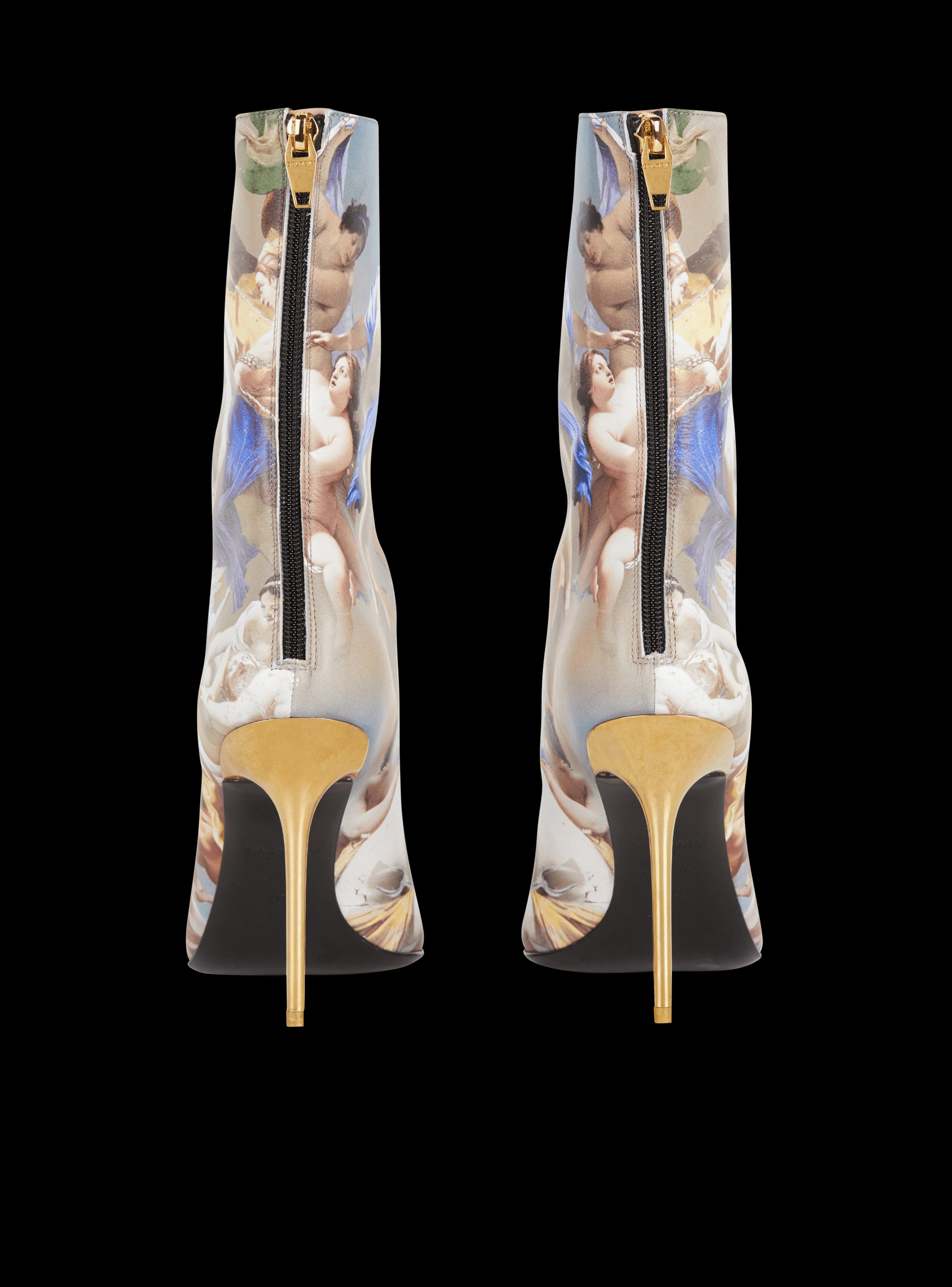 BALMAIN WOMEN'S SANDAL URIA-CALFSKIN SKY PRINT NWT