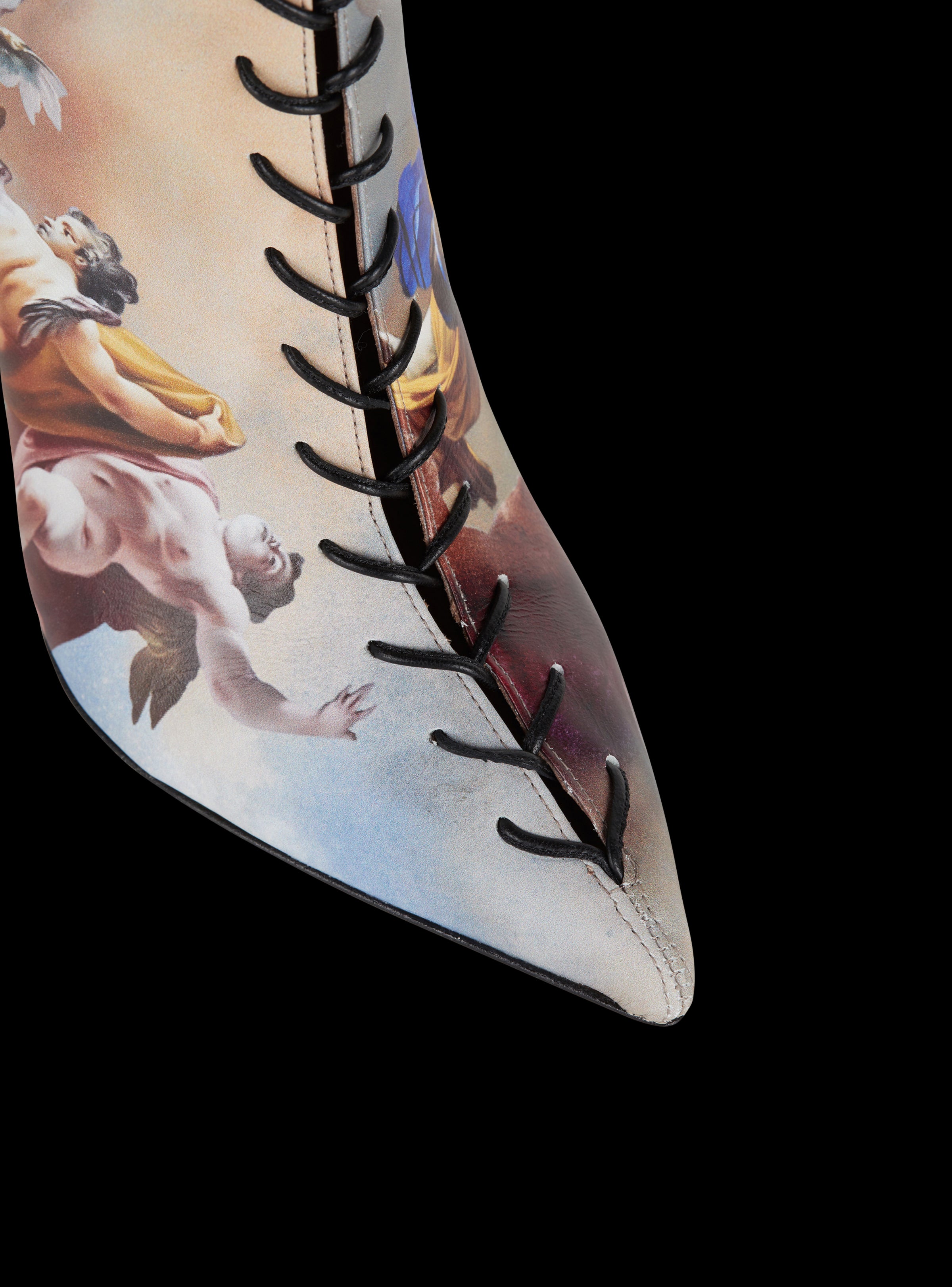 BALMAIN WOMEN'S SANDAL URIA-CALFSKIN SKY PRINT NWT