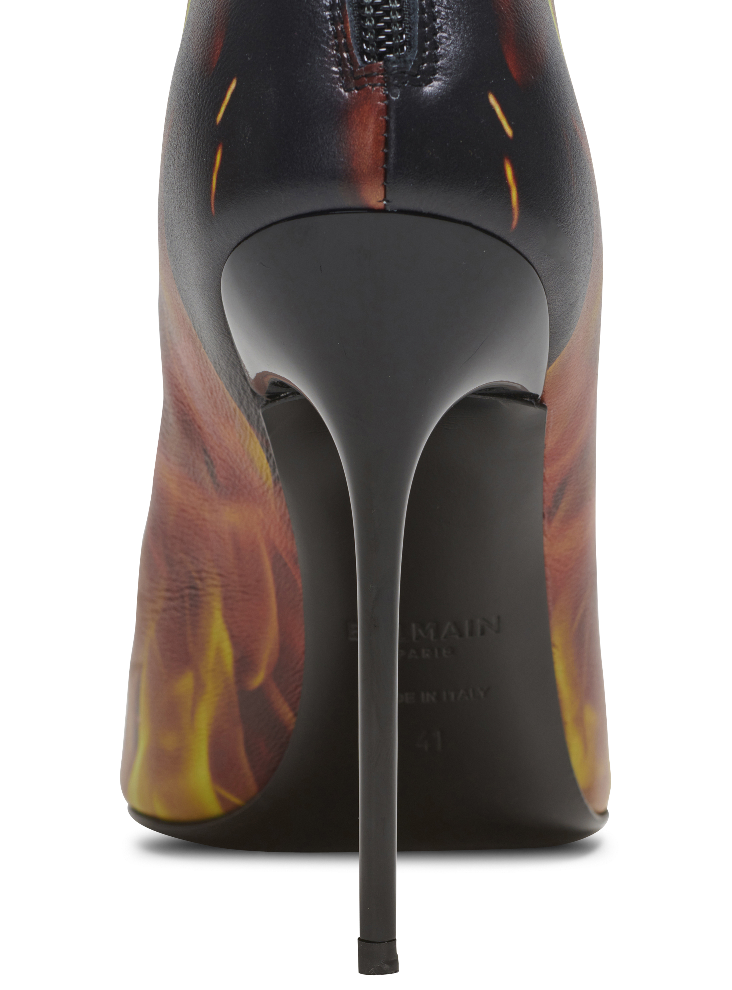 BALMAIN WOMEN'S SANDAL URIA-CALFSKIN FIRE PRINT NWT