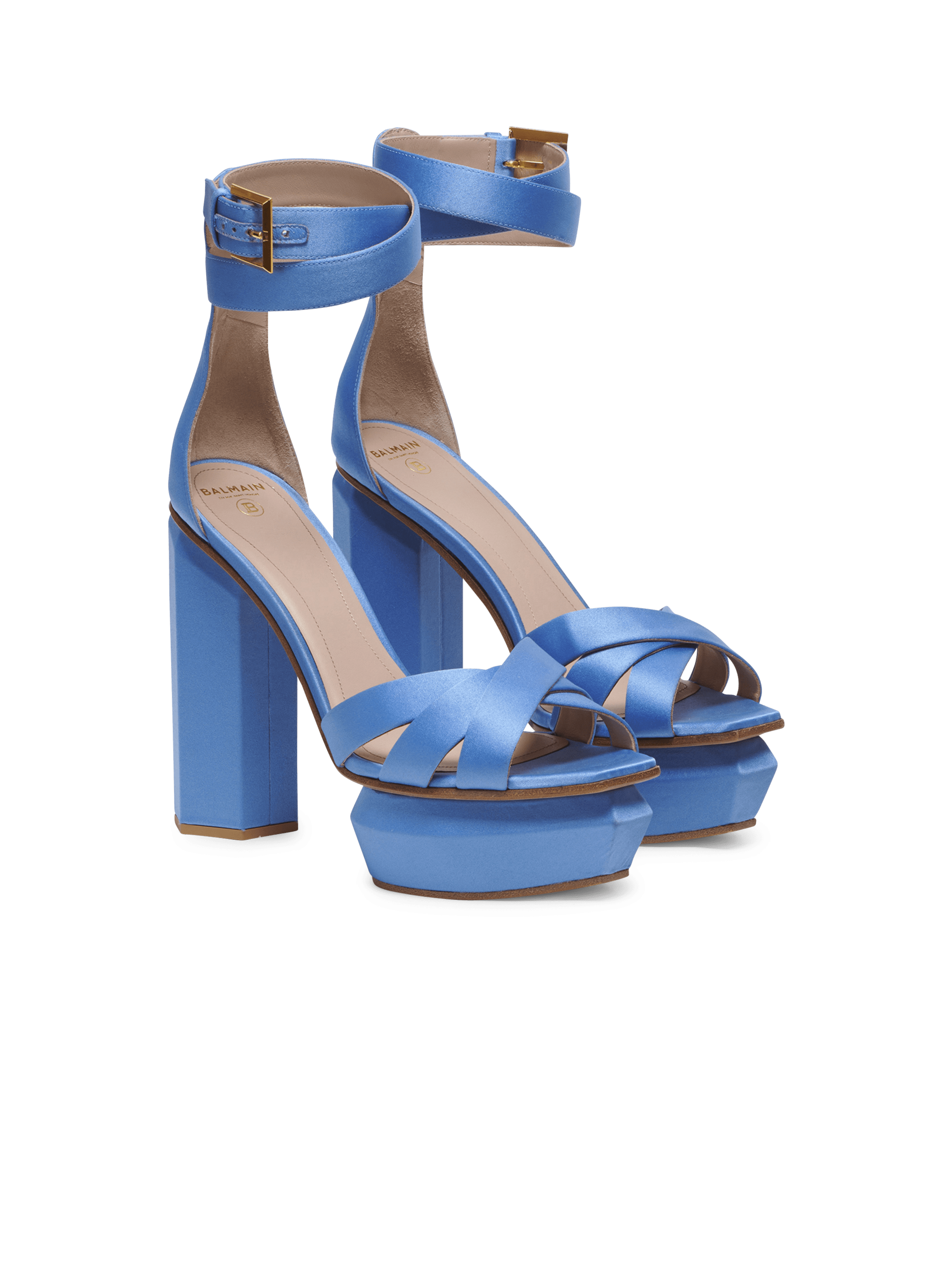 BALMAIN WOMEN'S PLATFORM SANDAL AVA-SATIN NWT