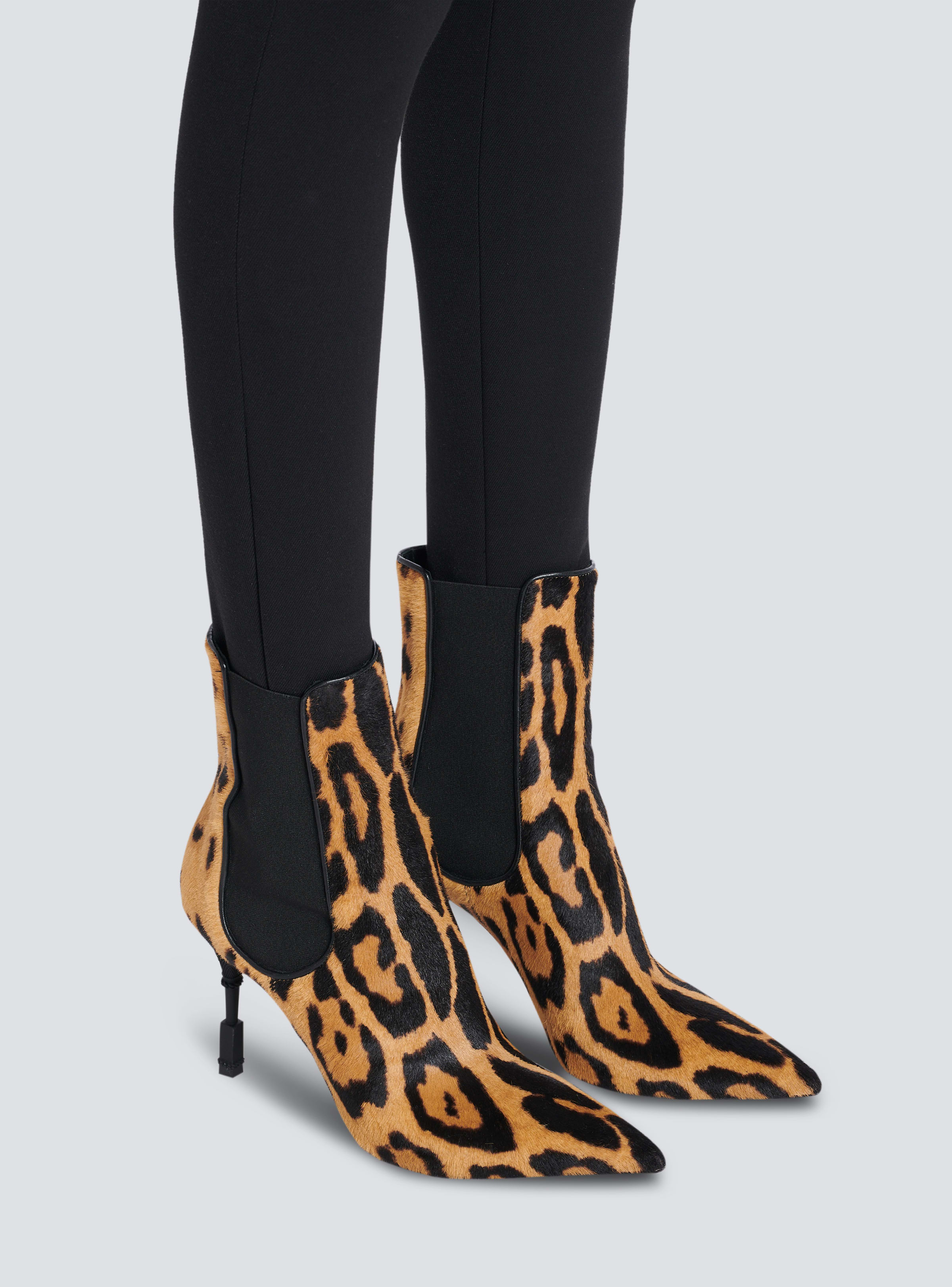 BALMAIN WOMEN'S ANKLE BOOT MONETA-LEOPARD PONY CALF NWT