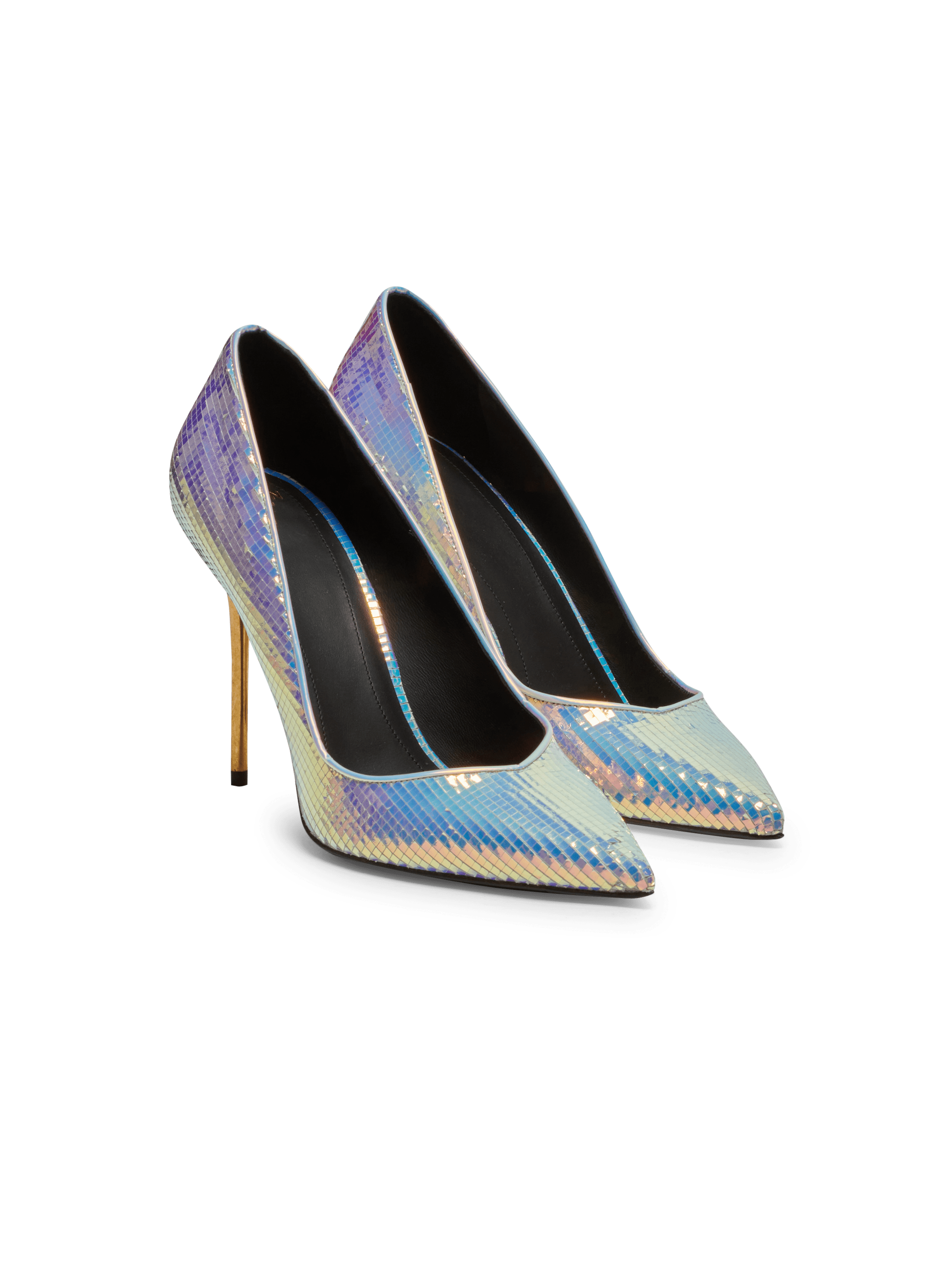 BALMAIN WOMEN'S PUMP RUBY-IRIDESCENT LEATHER NWT