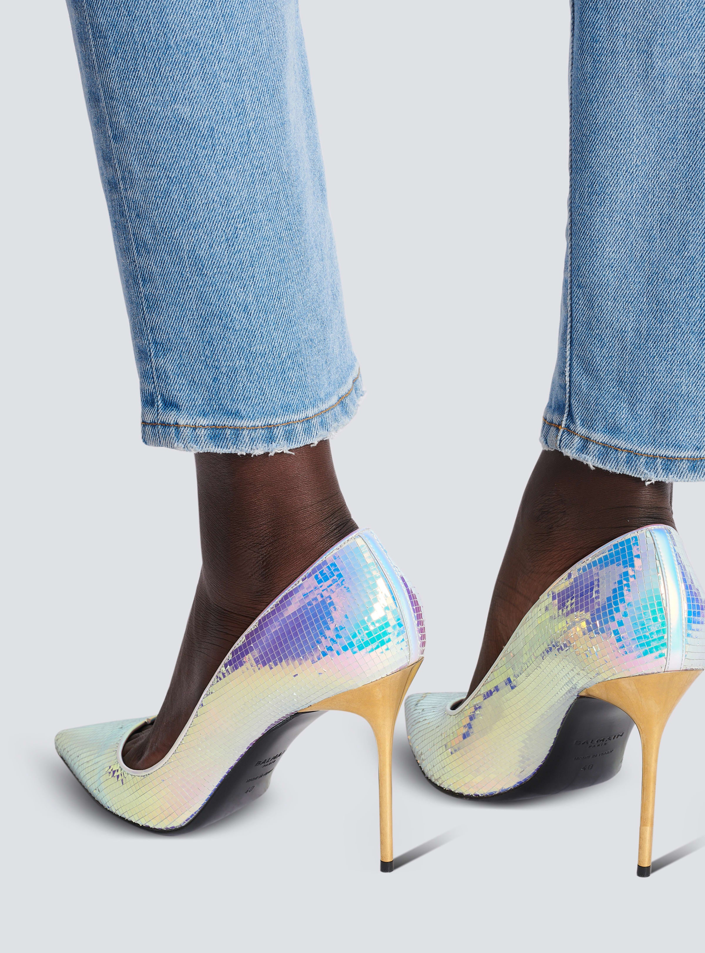 BALMAIN WOMEN'S PUMP RUBY-IRIDESCENT LEATHER NWT