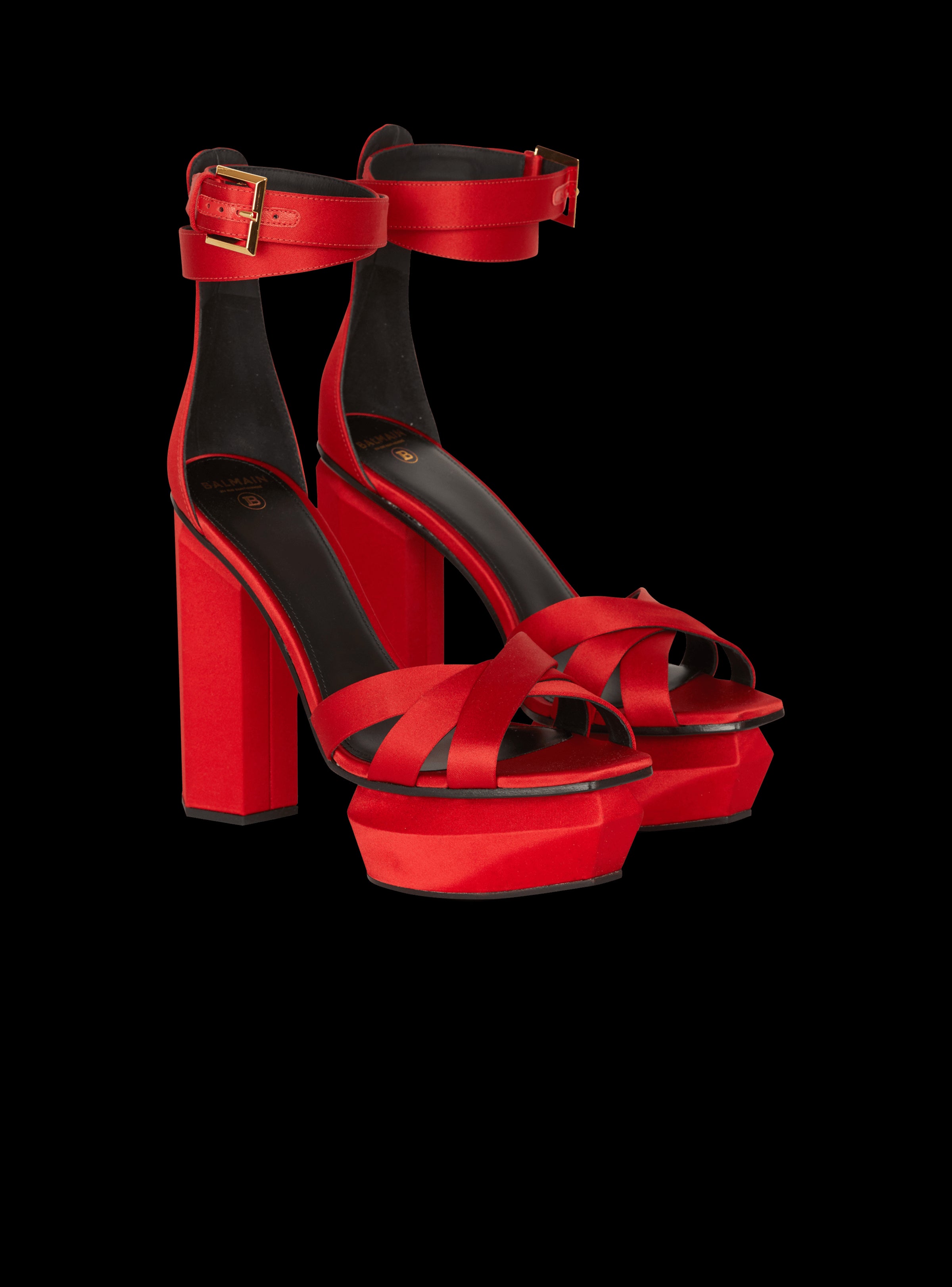 BALMAIN WOMEN'S PLATFORM SANDAL AVA-SATIN NWT