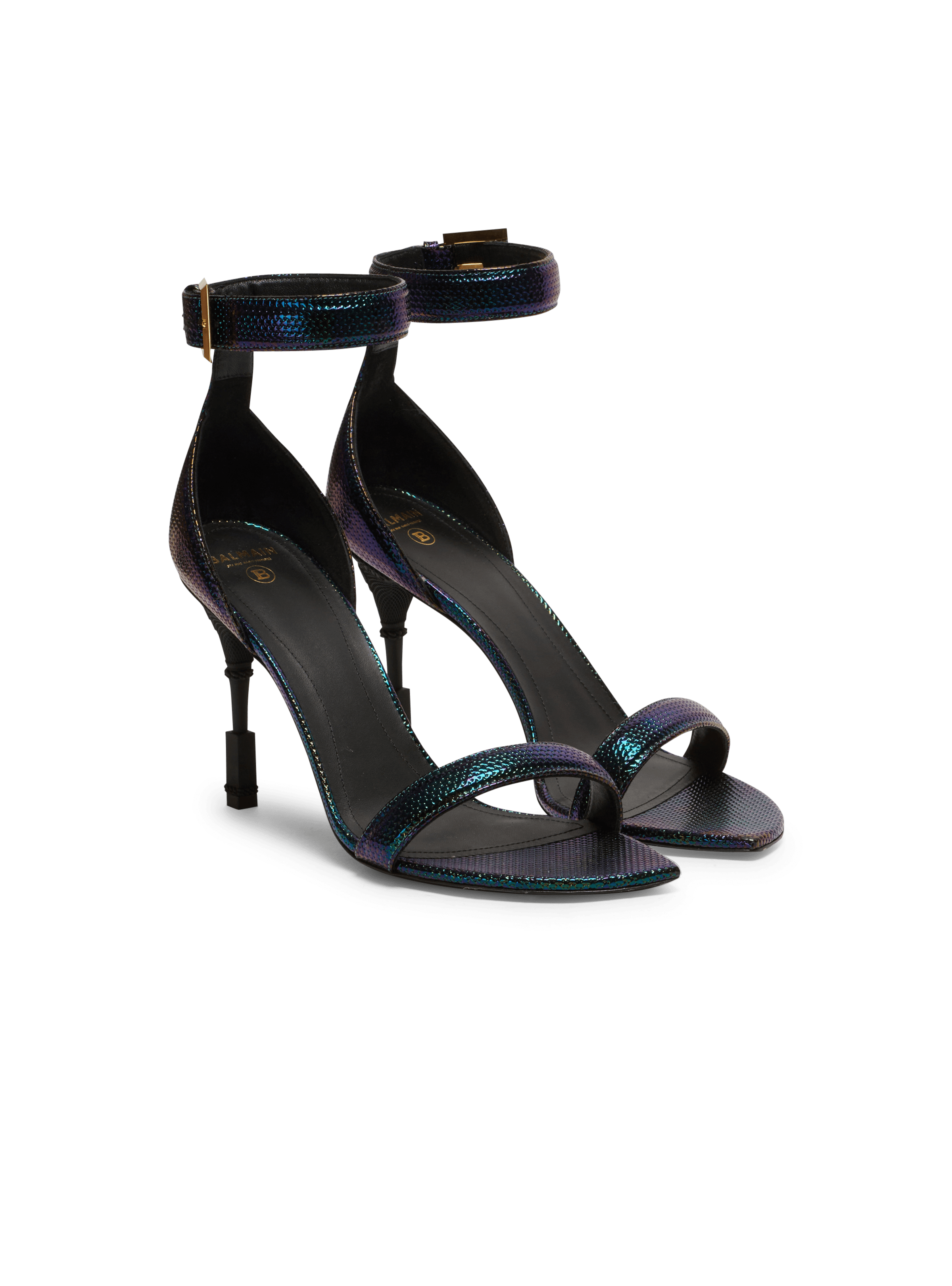 BALMAIN WOMEN'S SANDAL MONETA-IRIDESCENT MATERIAL NWT