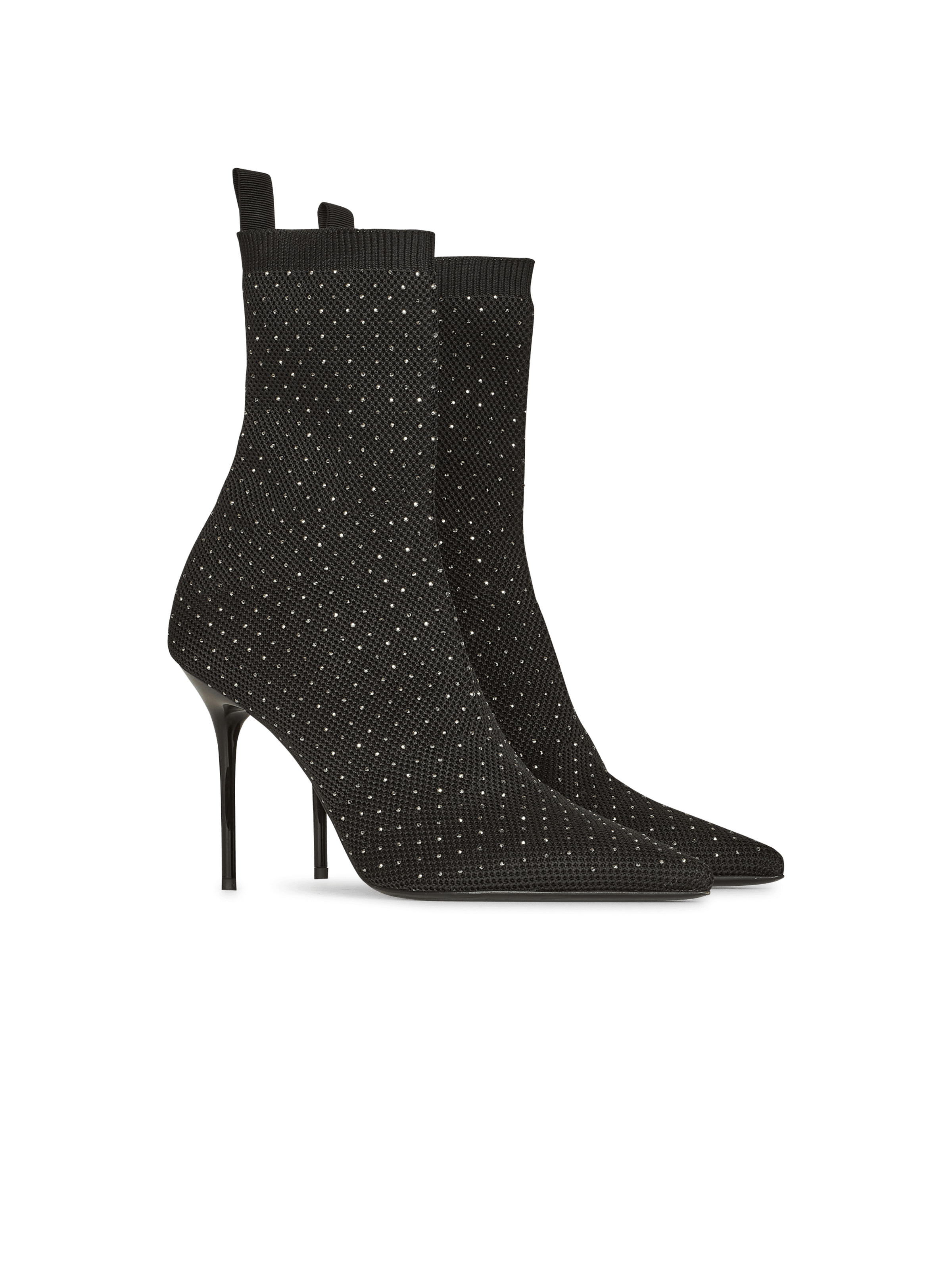 BALMAIN WOMEN'S ANKLE BOOT SKYE-KNIT&CRYSTAL DOTS NWT