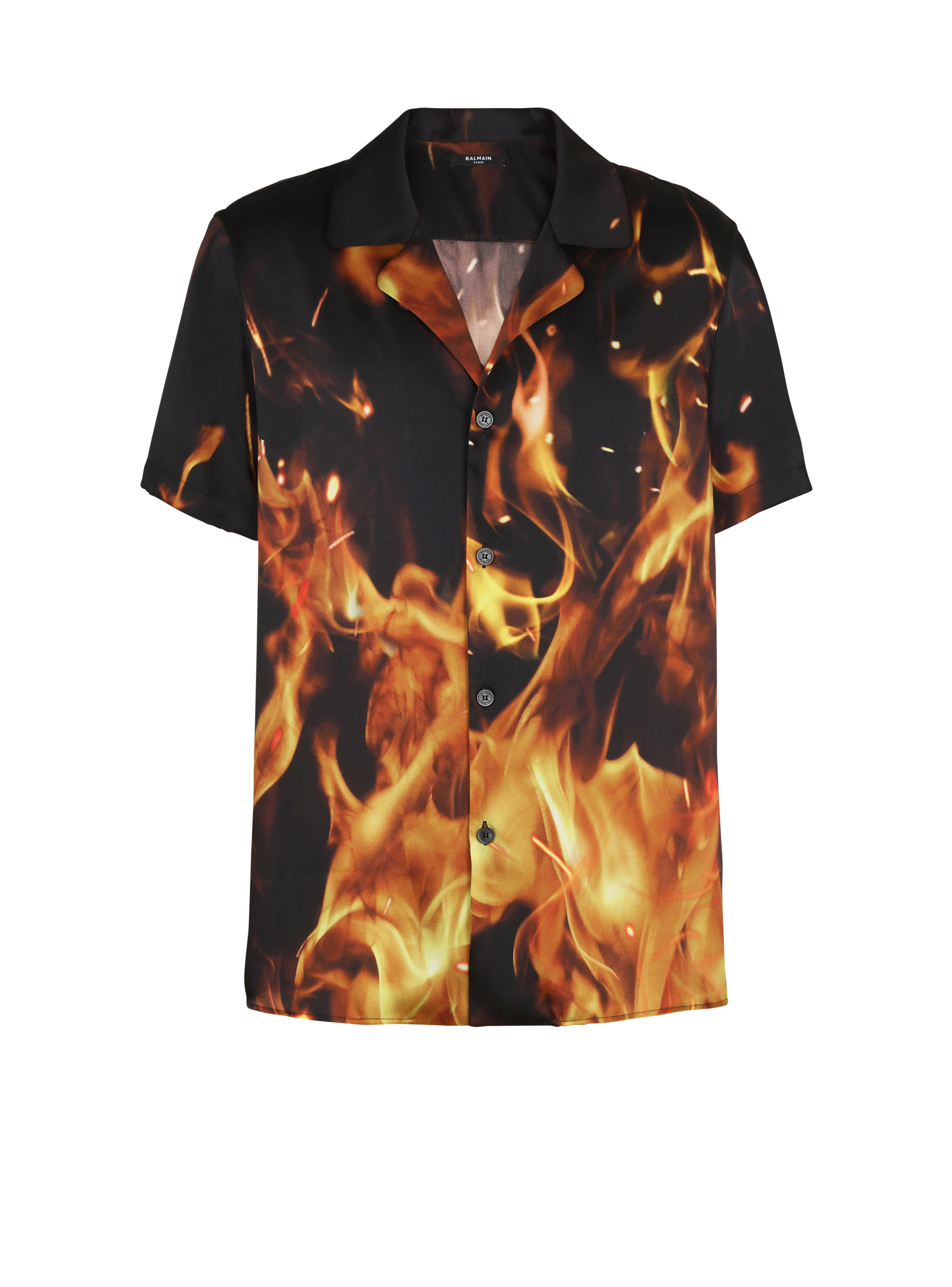 BALMAIN MEN'S FIRE PRINTED SS PYJAMA SHIRT NWT