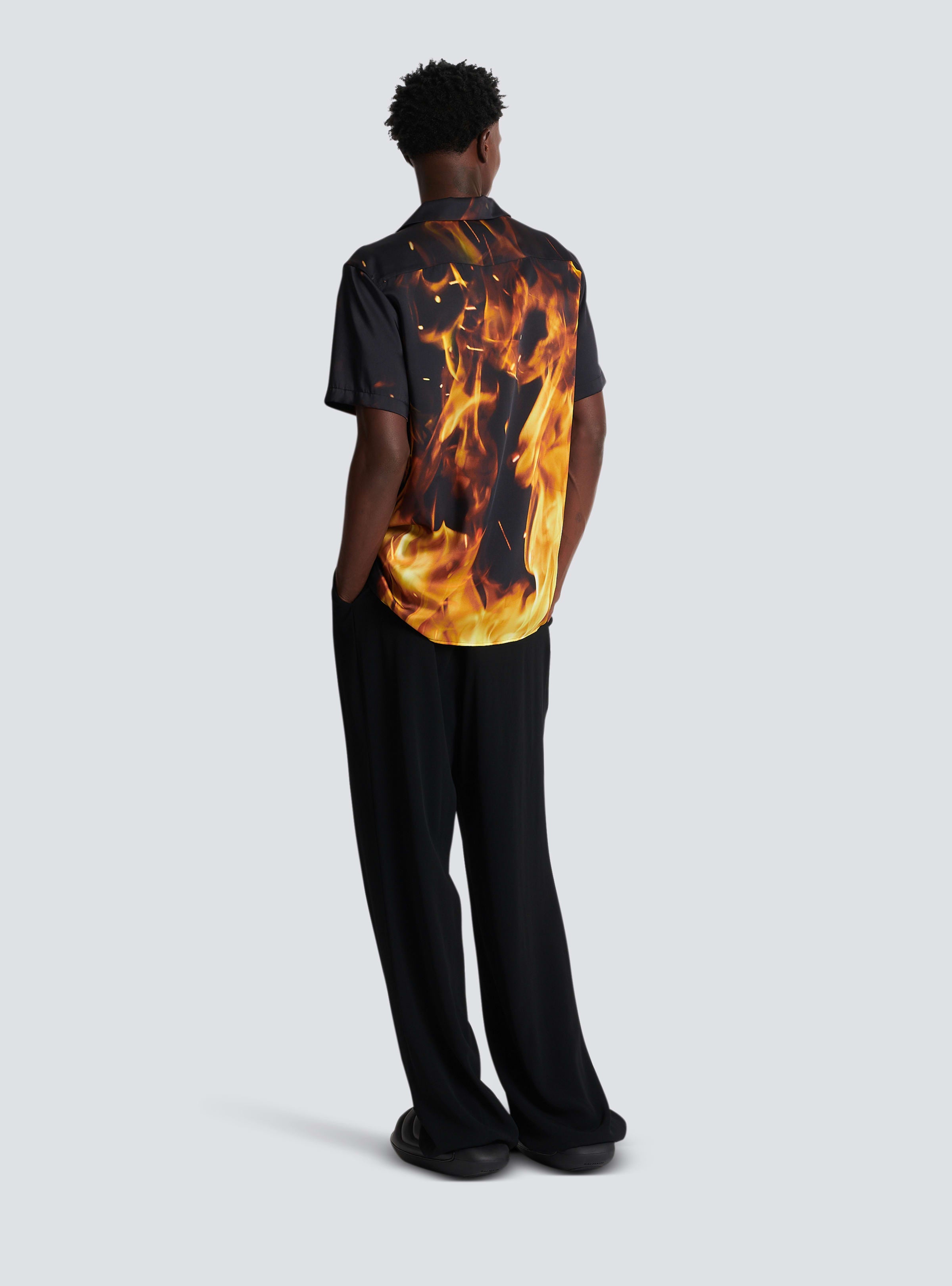 BALMAIN MEN'S FIRE PRINTED SS PYJAMA SHIRT NWT