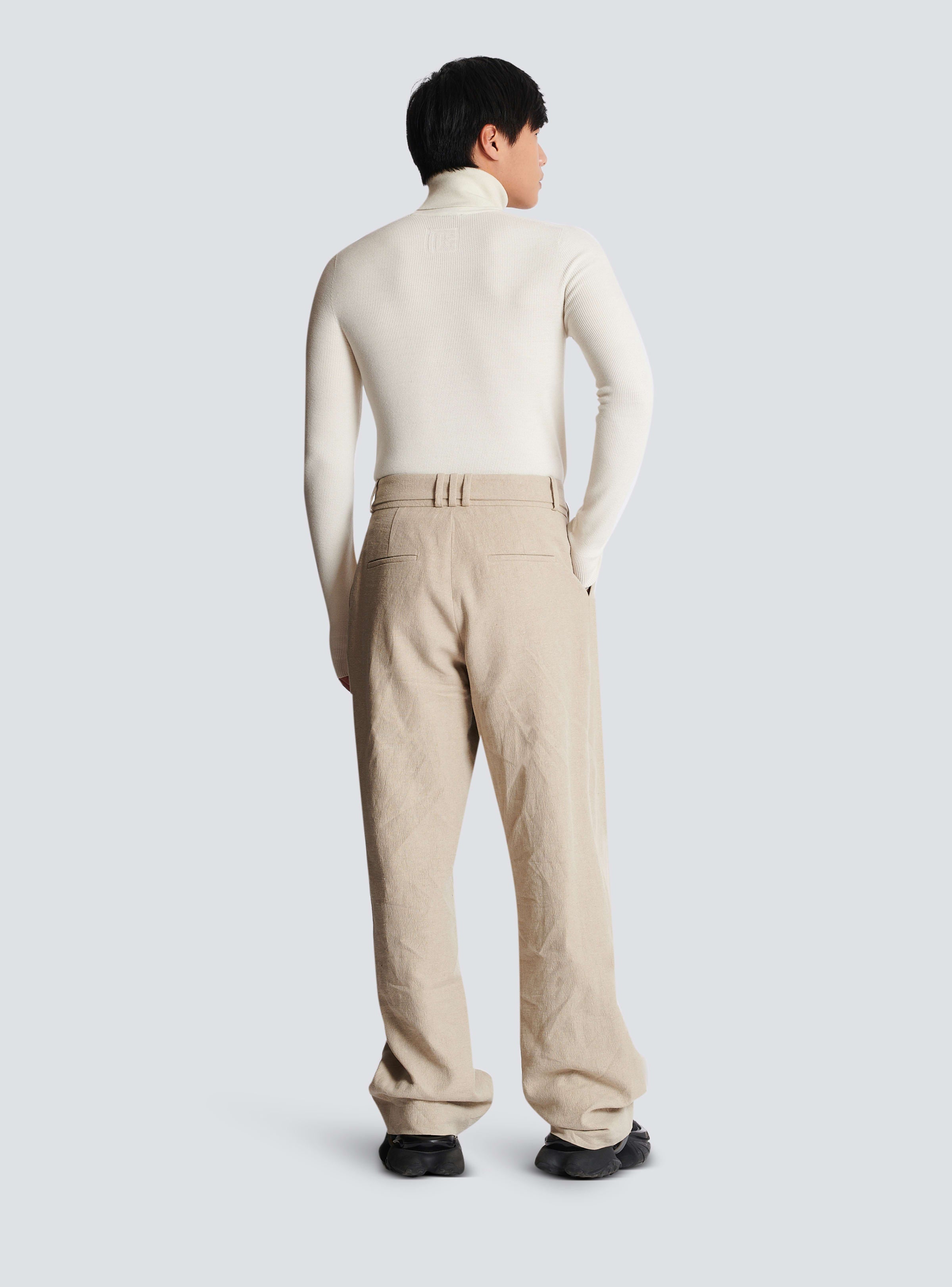 BALMAIN MEN'S SIDE FOLDED LINEN LOOSE PANTS NWT