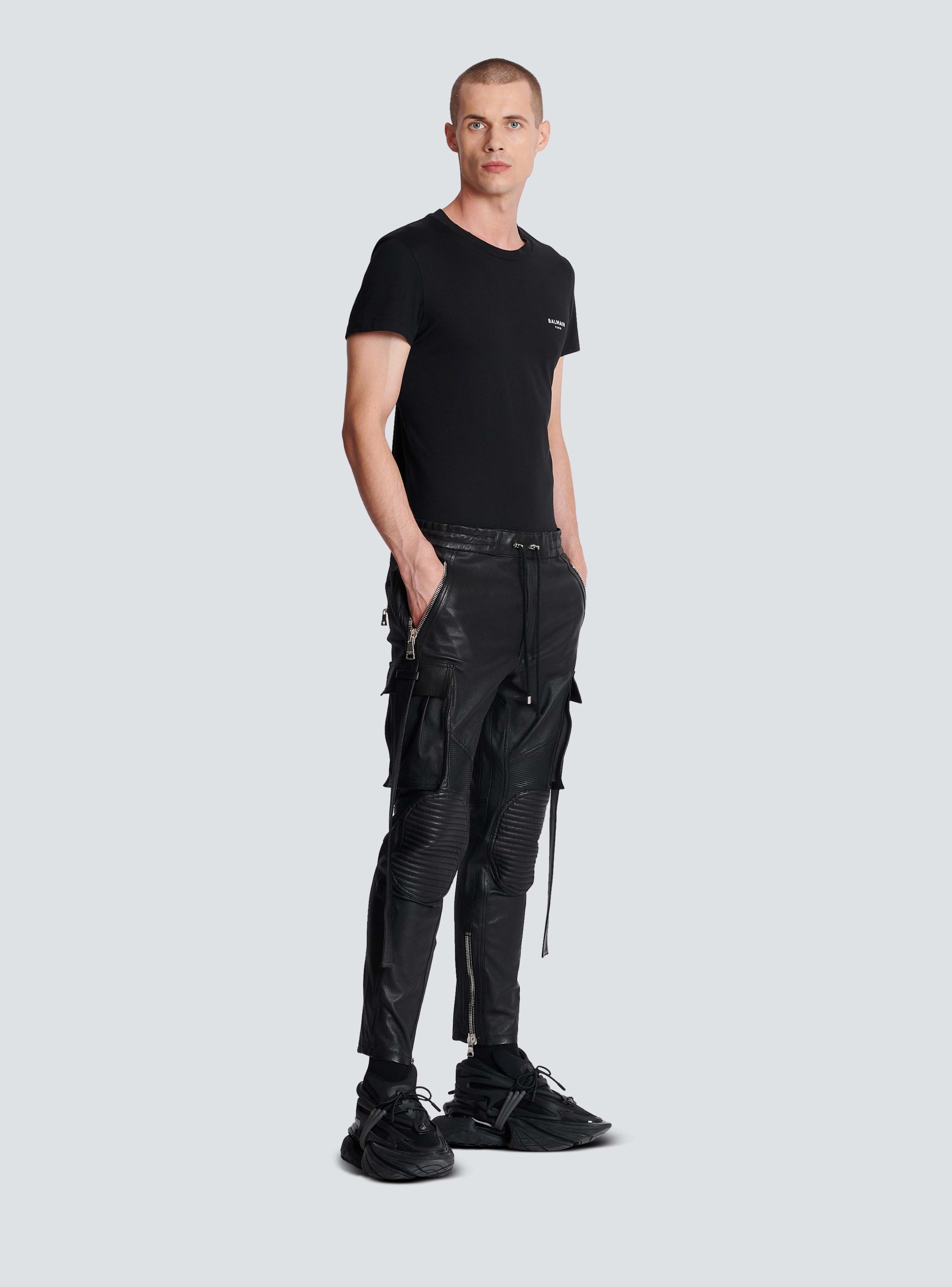 BALMAIN MEN'S STRAP DETAIL LEATHER RIDER PANTS NWT
