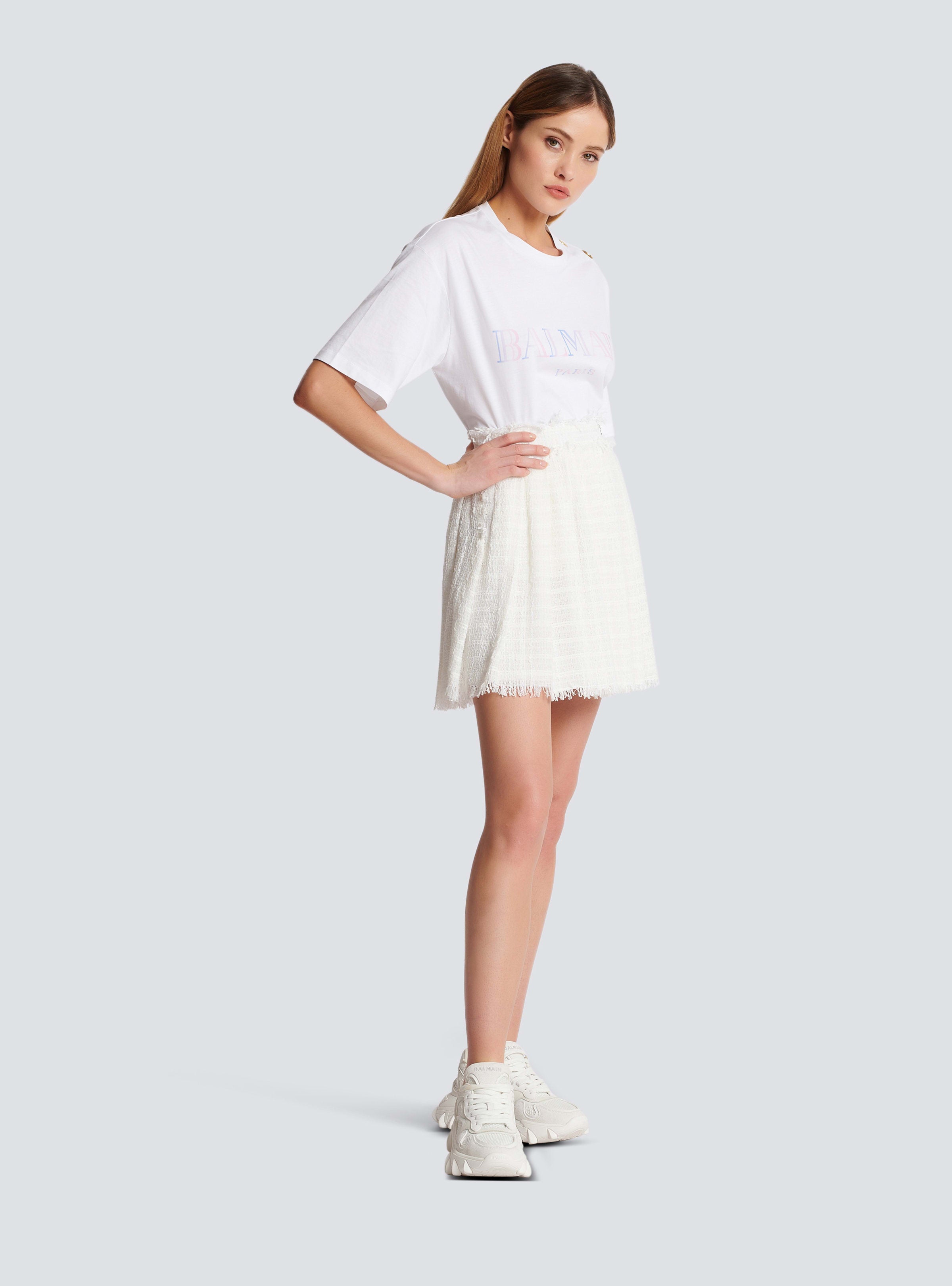 BALMAIN WOMEN'S PLEATED TWEED SHORT SKIRT NWT