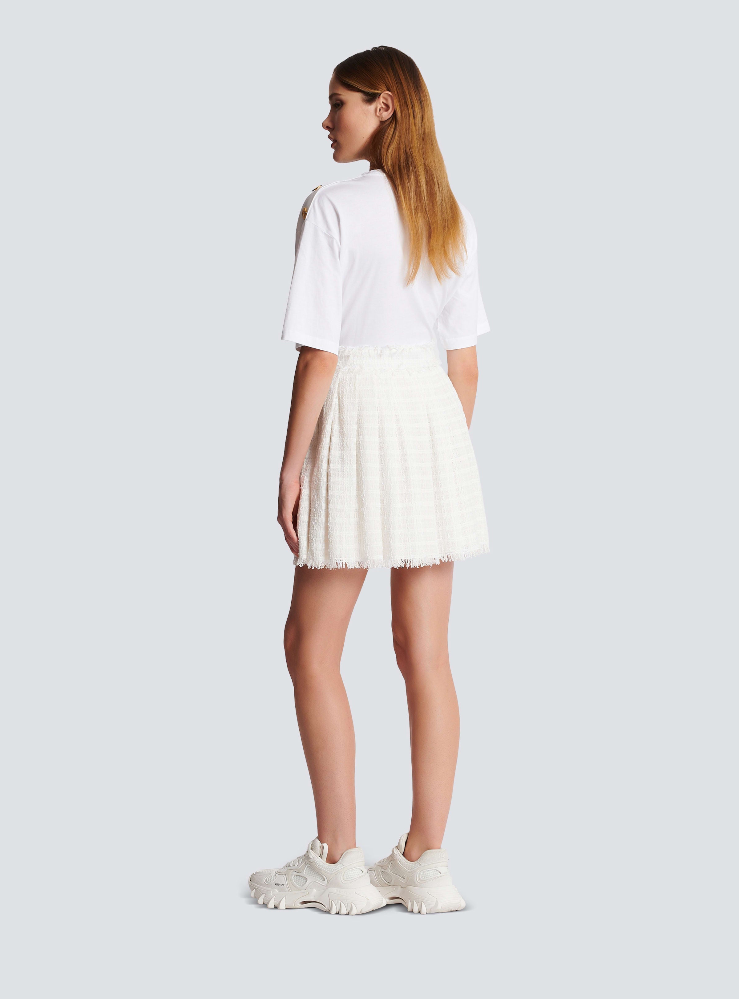BALMAIN WOMEN'S PLEATED TWEED SHORT SKIRT NWT