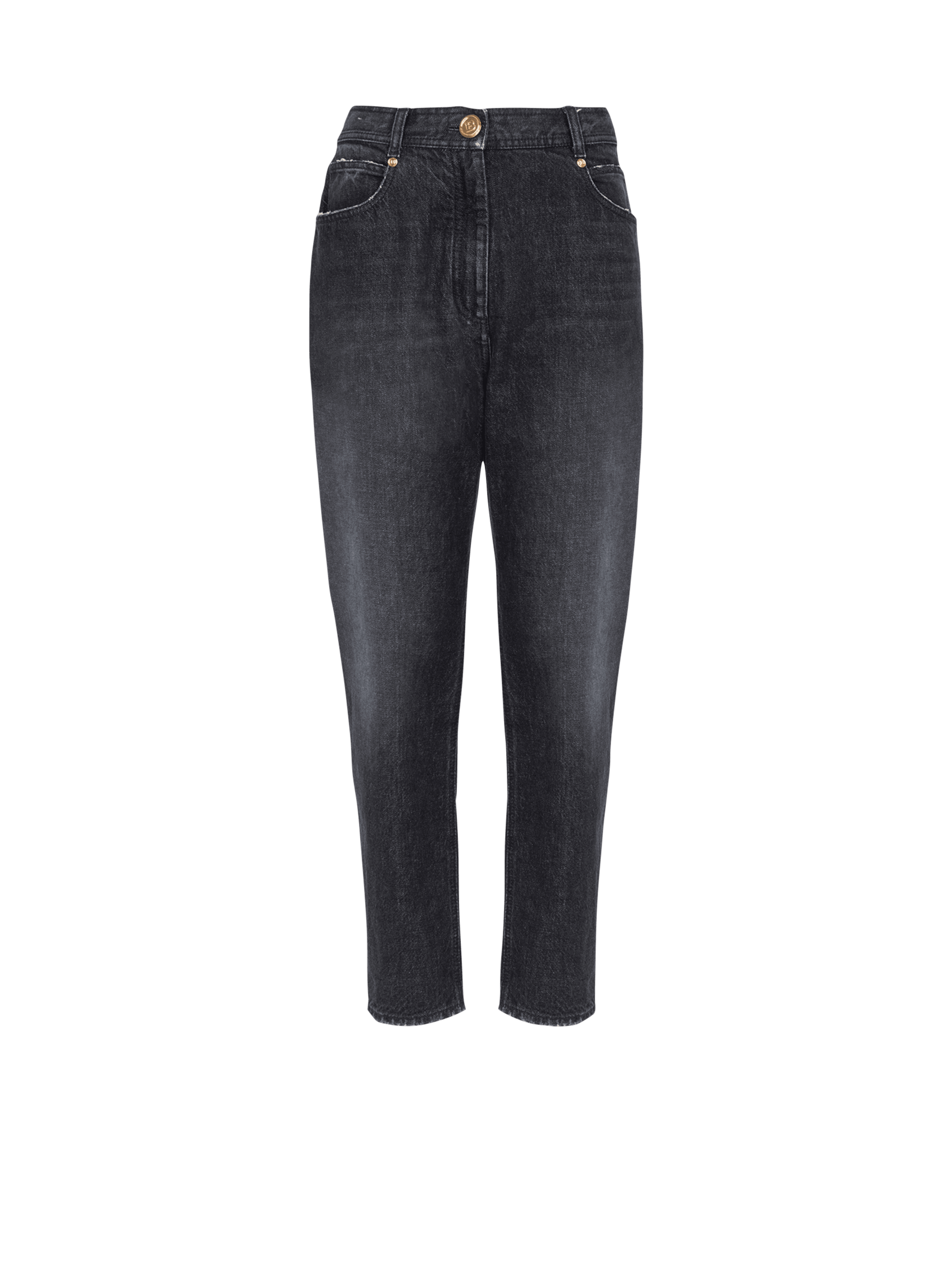 BALMAIN WOMEN'S LOW-RISE BOYFRIEND JEANS W/ MONOGRAM NWT