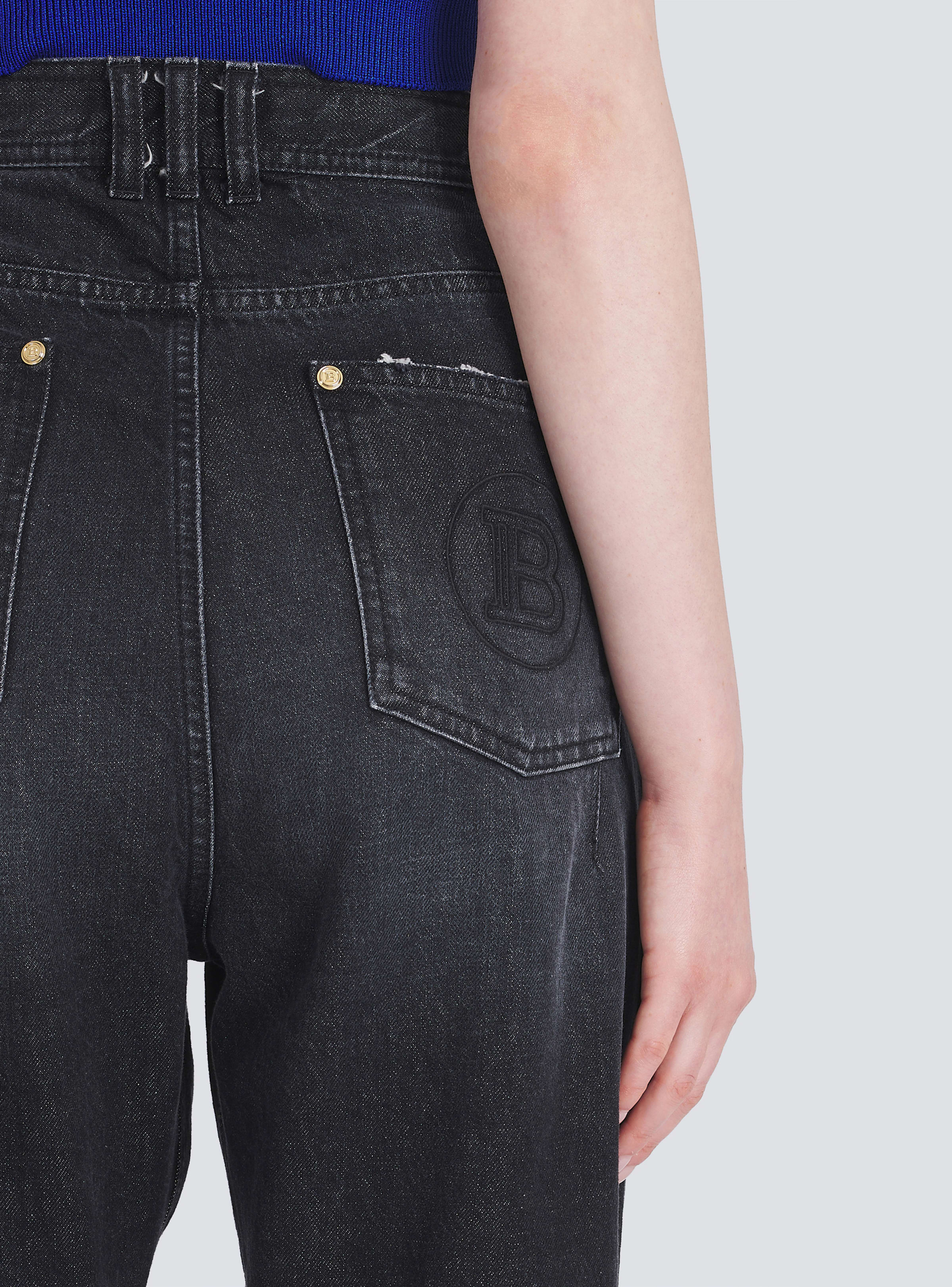 BALMAIN WOMEN'S LOW-RISE BOYFRIEND JEANS W/ MONOGRAM NWT